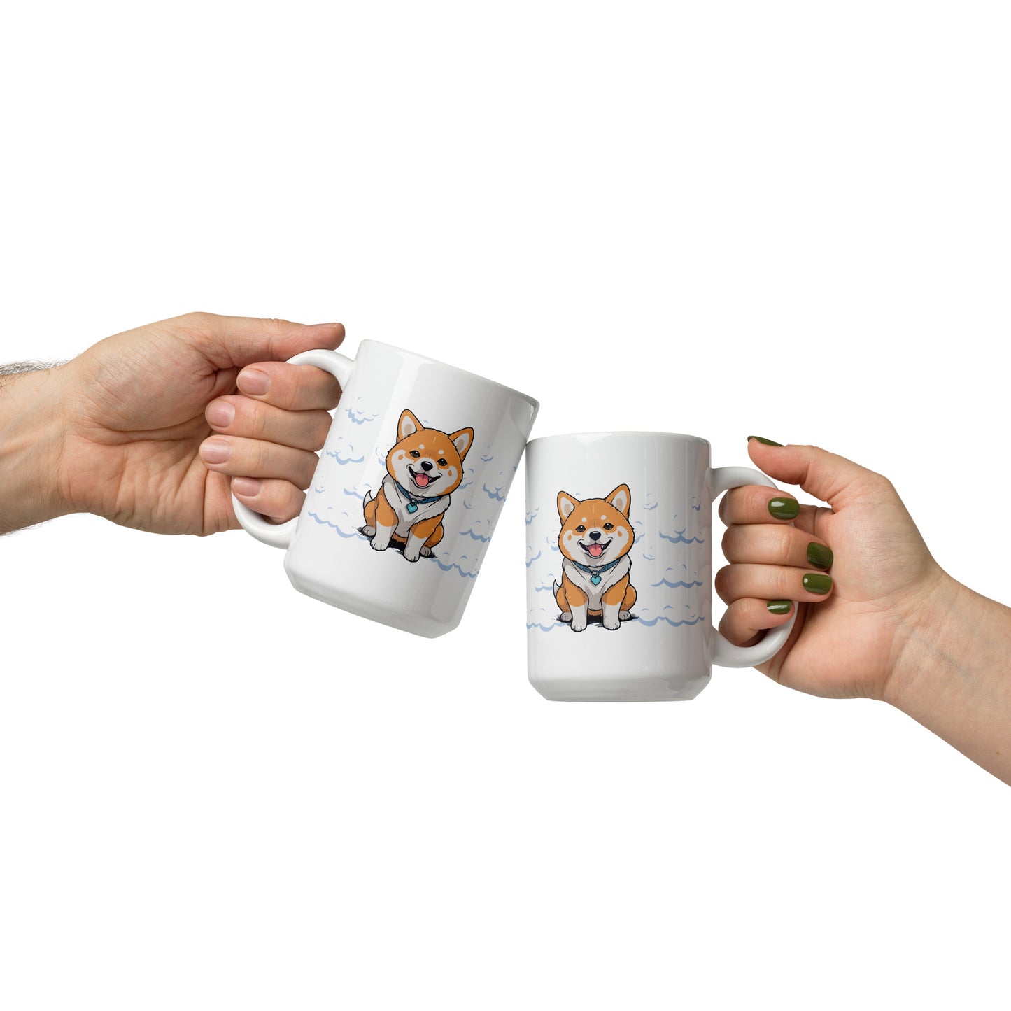 Daily Coffee Mug V2 with orange white Shiba Inu on white ceramic mug