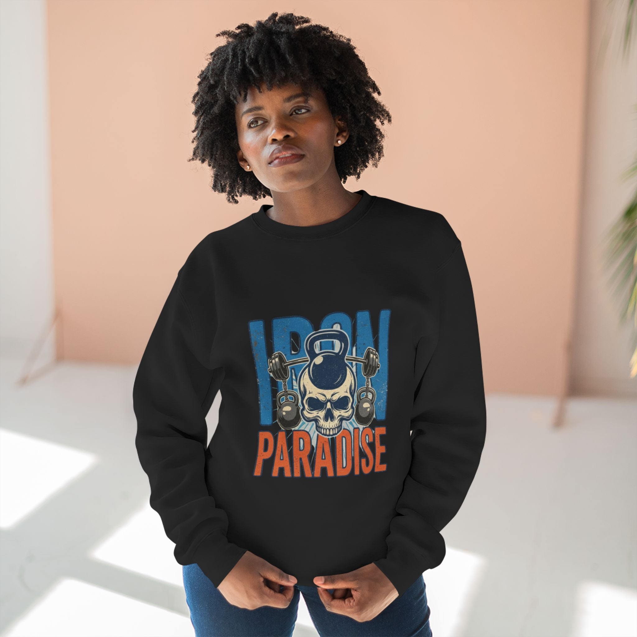 Iron Paradise Sweatshirt – Skull & Dumbbells Gym Crewneck