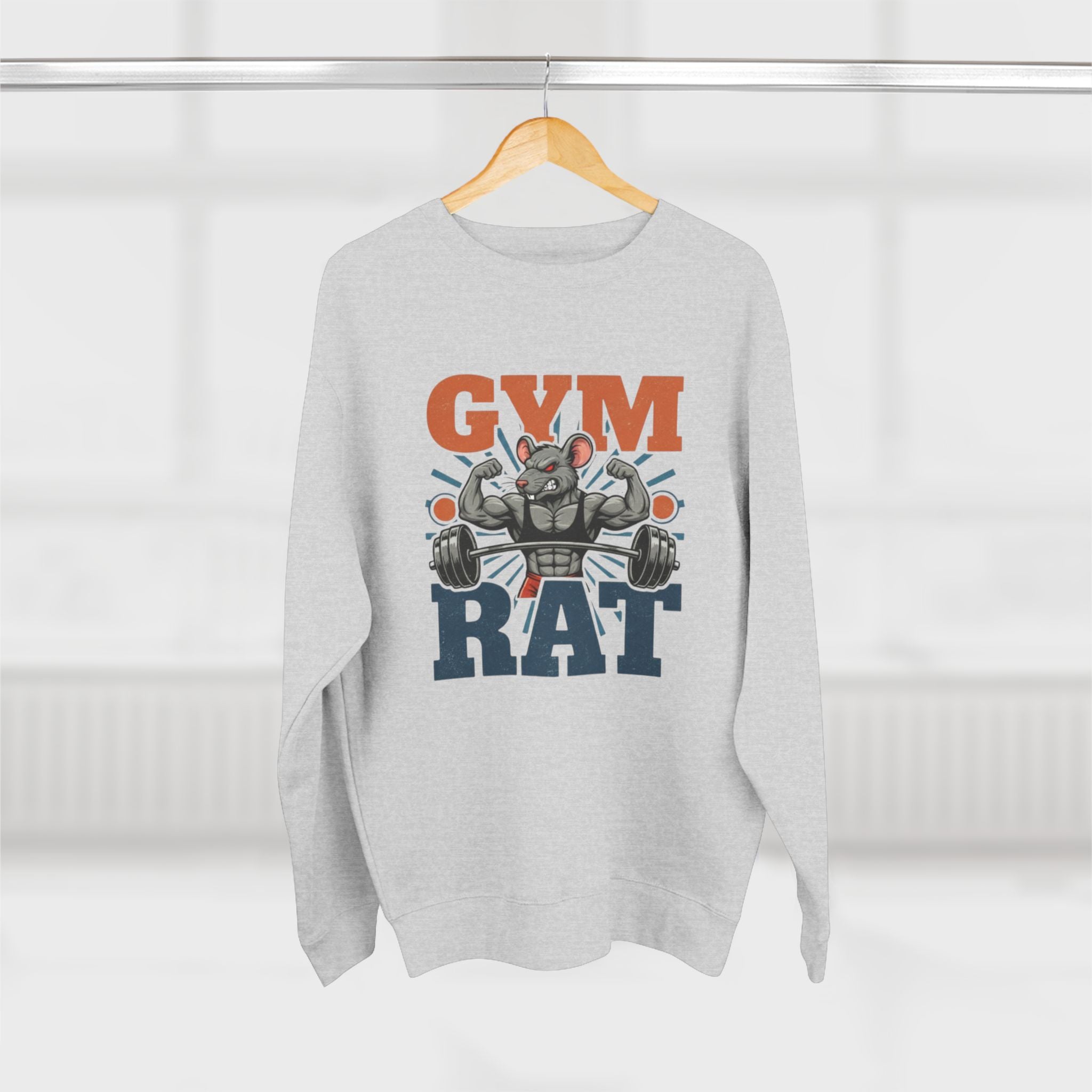 Gym Rat Sweatshirt – Funny Weightlifting Crewneck for Fitness Enthusiasts