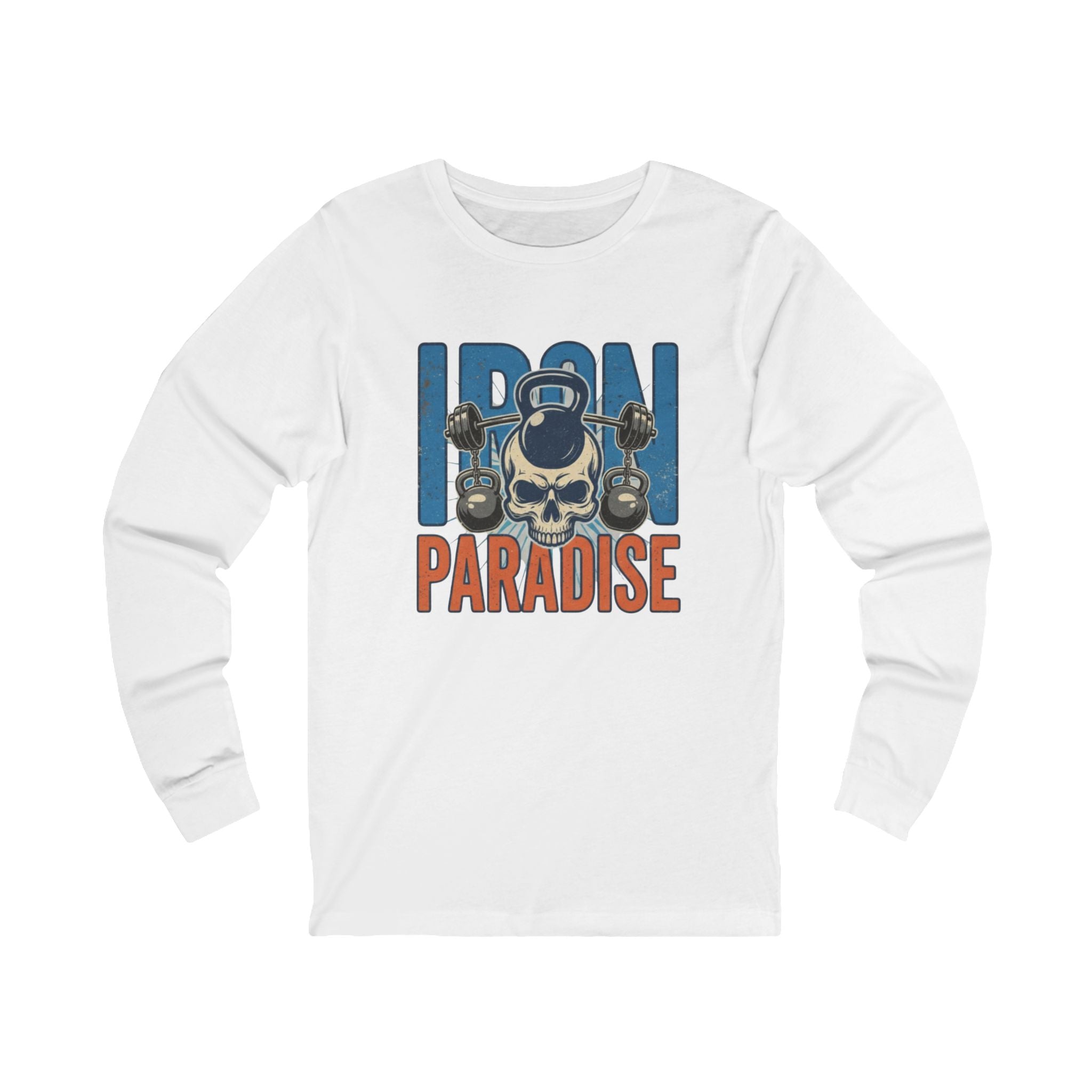 Iron Paradise Long Sleeve Tee — Skull Kettlebell Gym Shirt