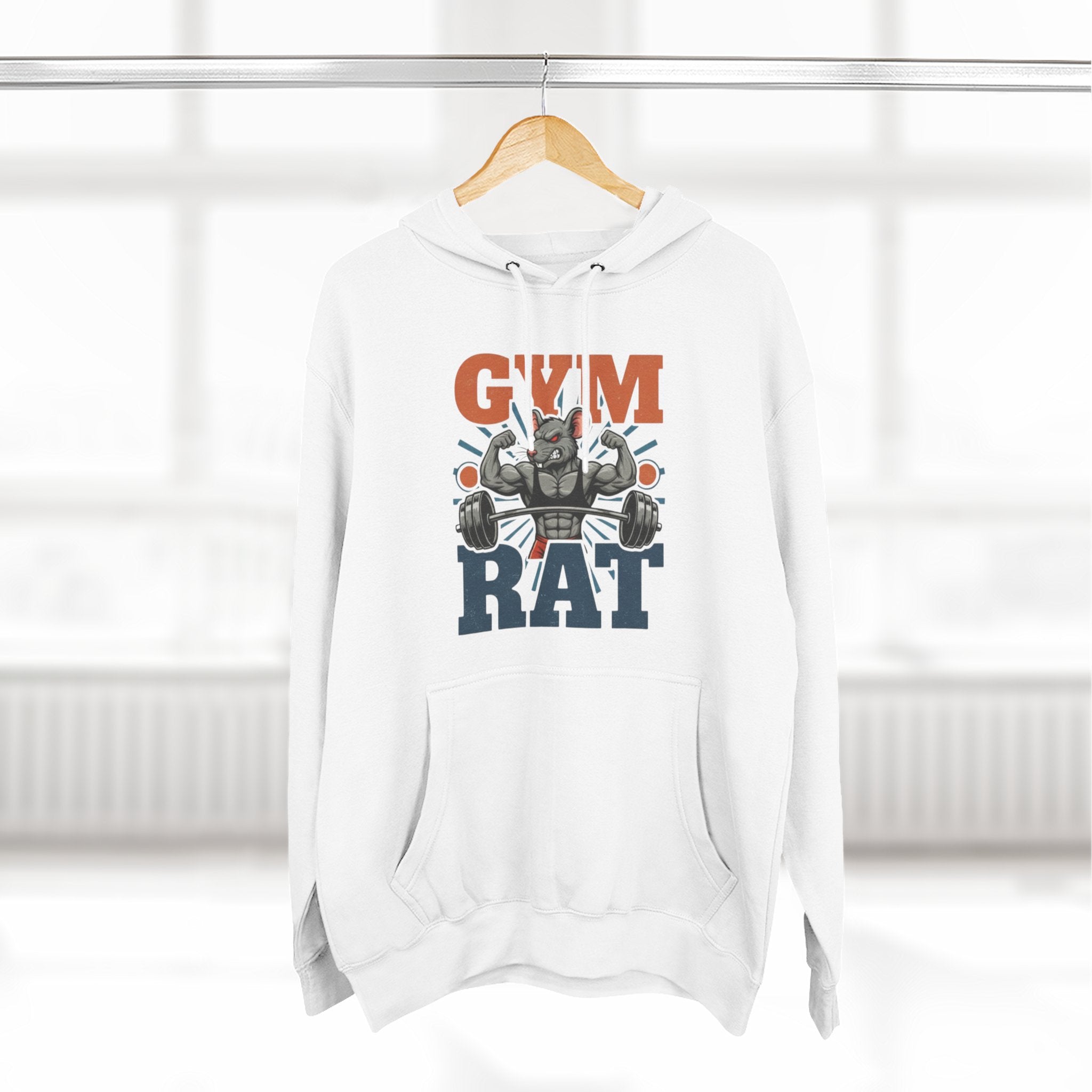 Gym Rat Hoodie — Vintage Barbell Fitness Pullover
