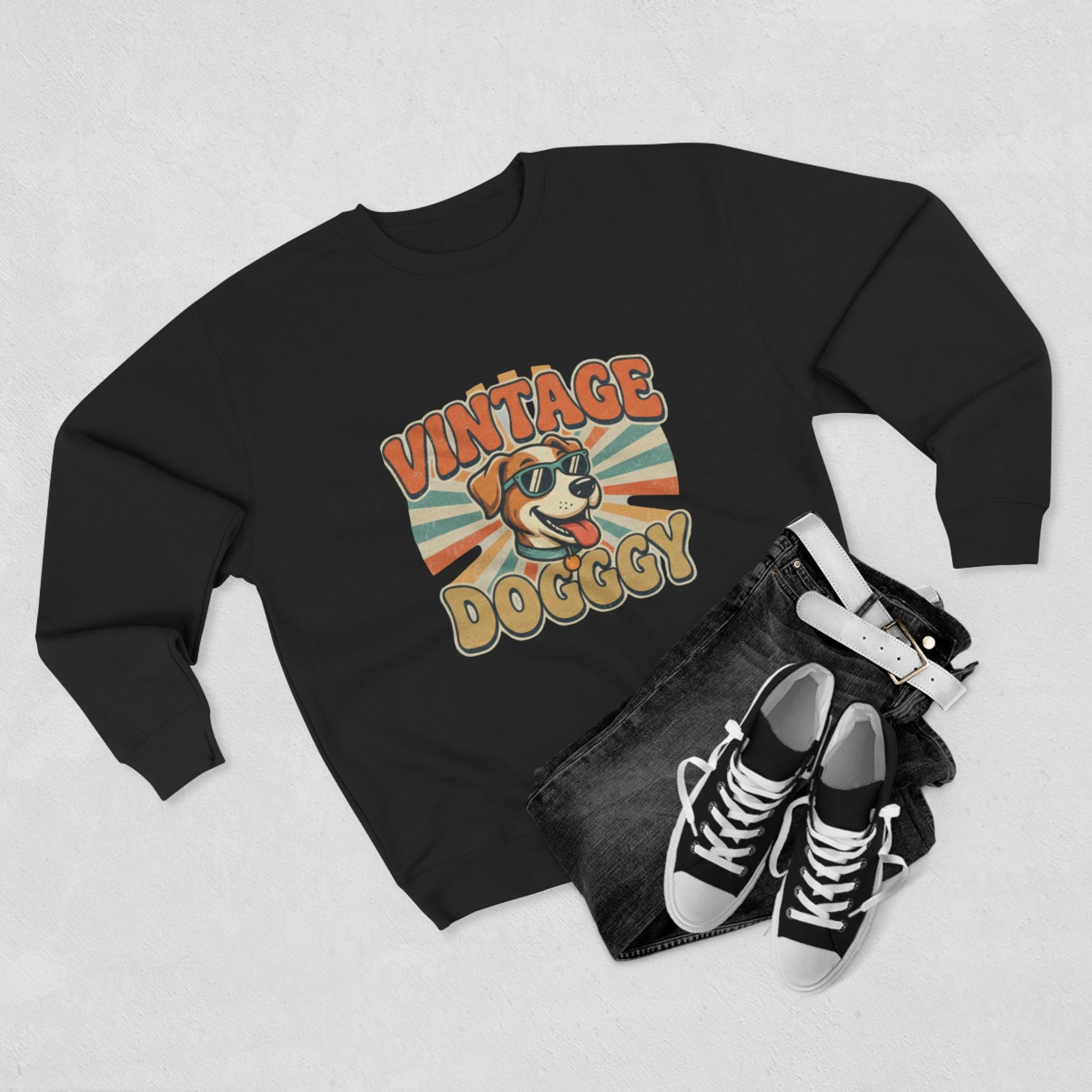 Vintage Doggy Sweatshirt — Retro Dog Graphic Crewneck