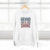 Grind & Shine Hoodie — Motivational Retro Striped Graphic Hoodie