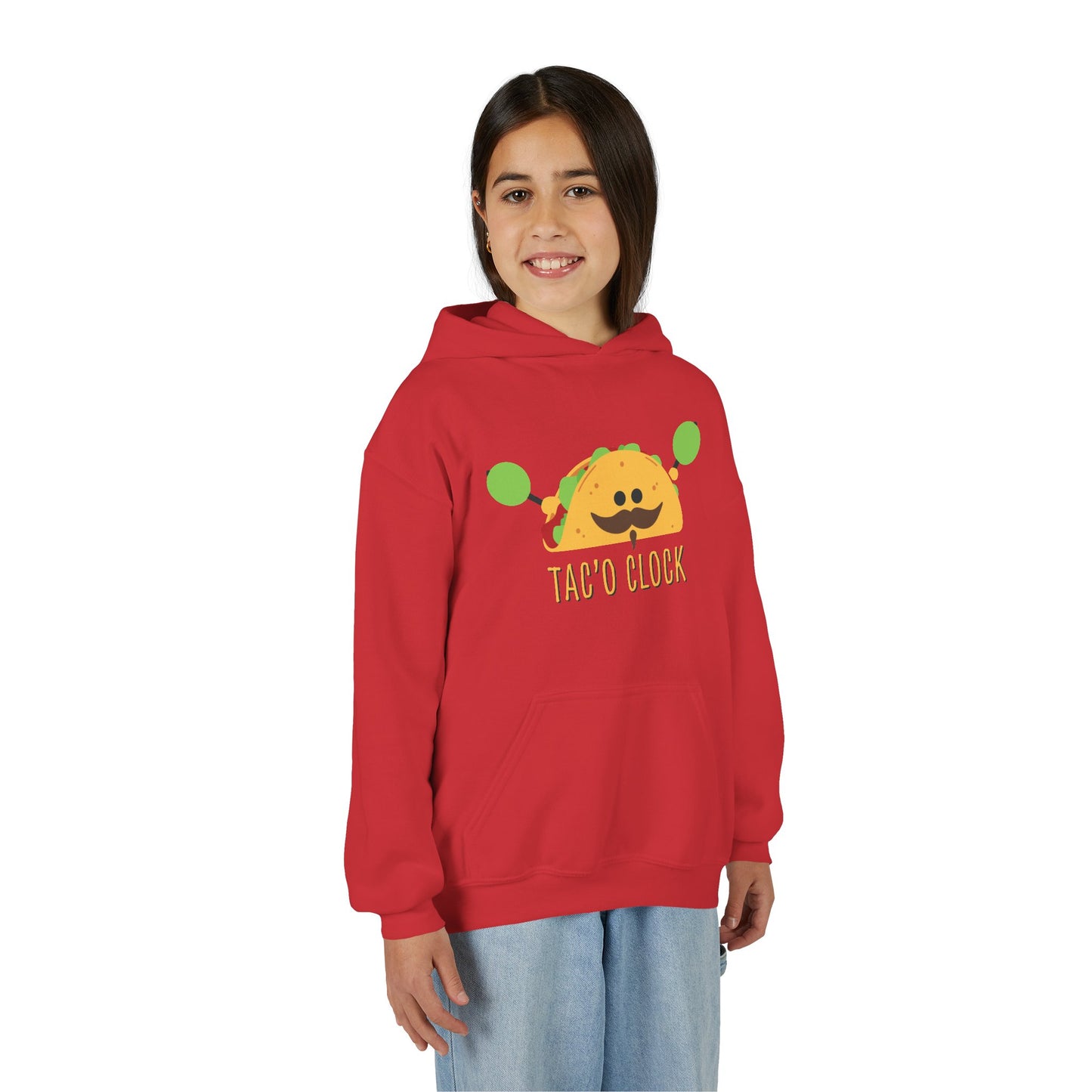 Youth Hoodie — Cute Taco "Taco O' Clock" Graphic
