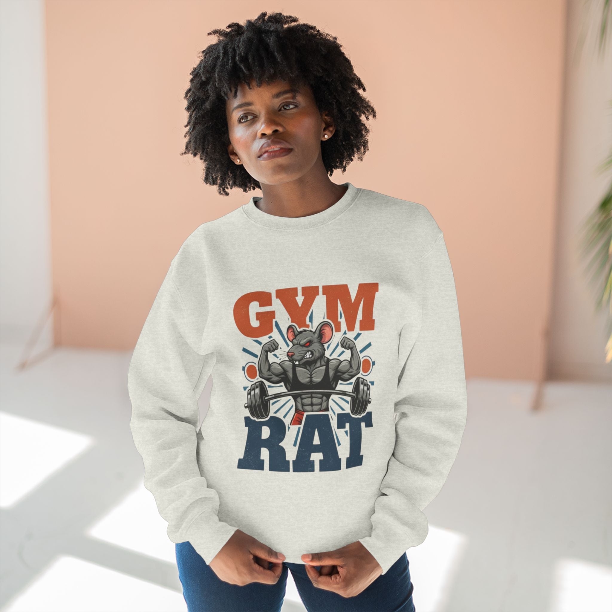 Gym Rat Sweatshirt – Funny Weightlifting Crewneck for Fitness Enthusiasts