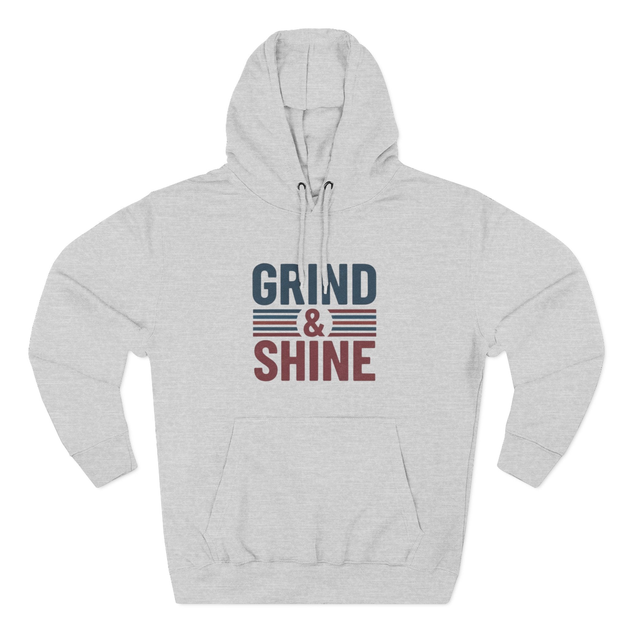 Grind & Shine Hoodie — Motivational Retro Striped Graphic Hoodie
