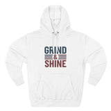 Grind & Shine Hoodie — Motivational Retro Striped Graphic Hoodie