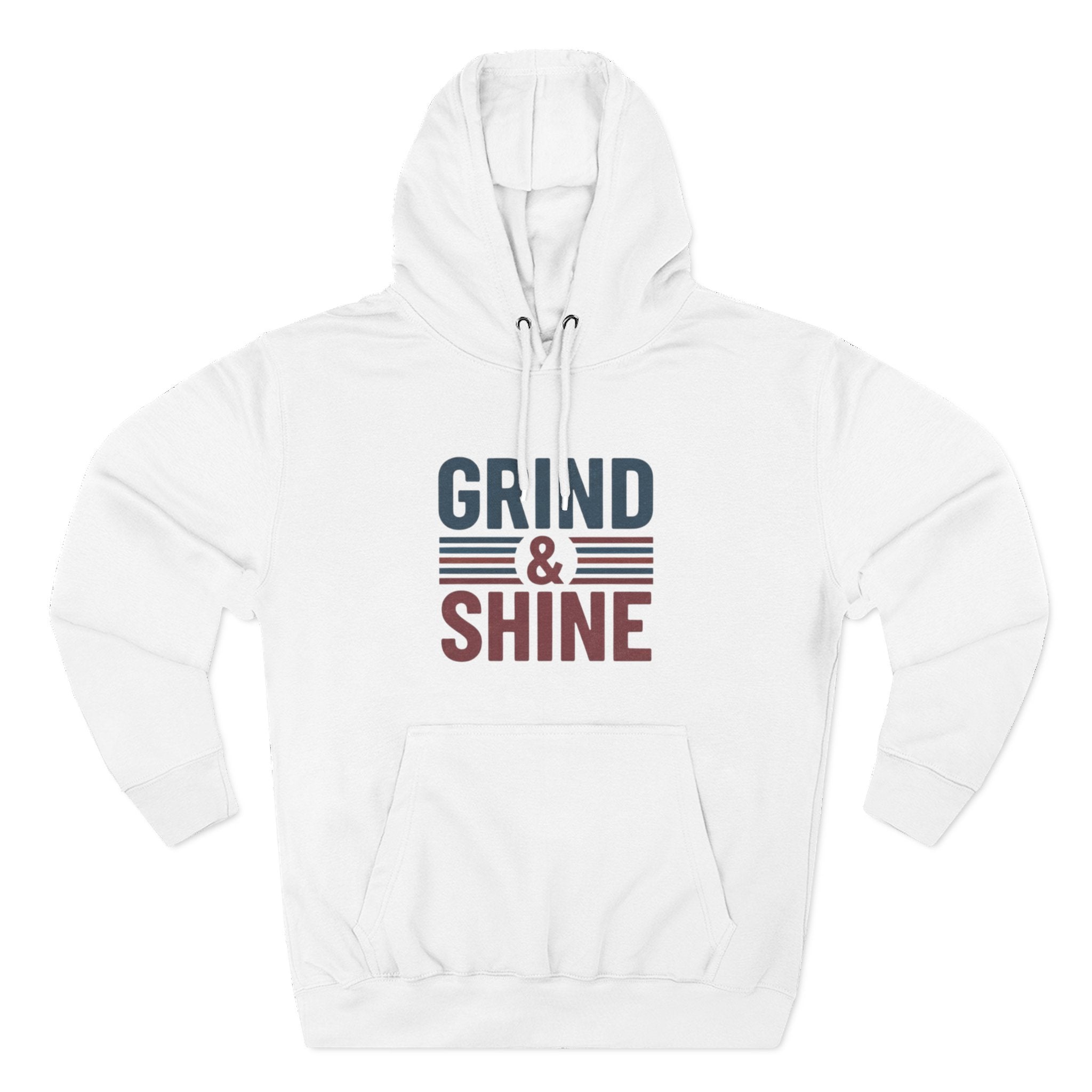 Grind & Shine Hoodie — Motivational Retro Striped Graphic Hoodie