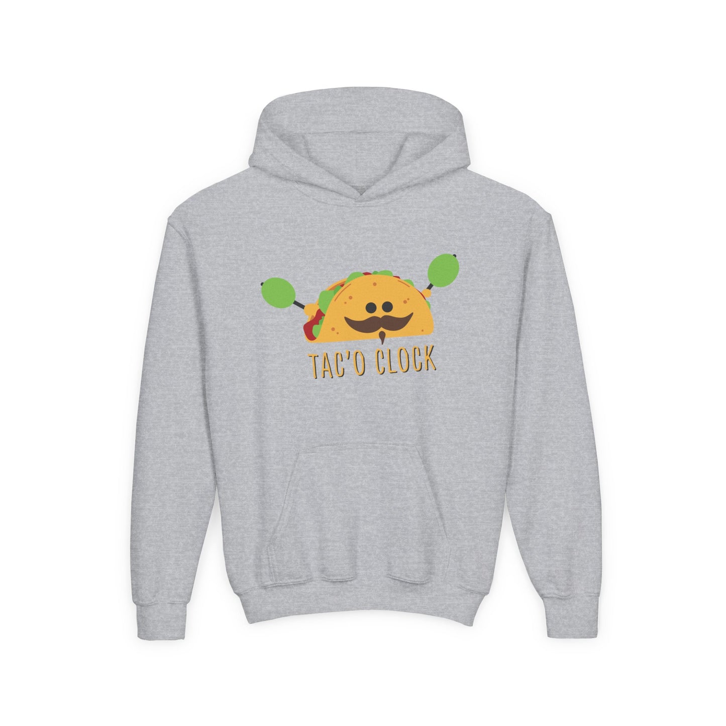 Youth Hoodie — Cute Taco "Taco O' Clock" Graphic