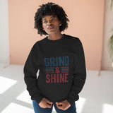 Grind & Shine Crewneck Sweatshirt — Motivational Retro Graphic Crew