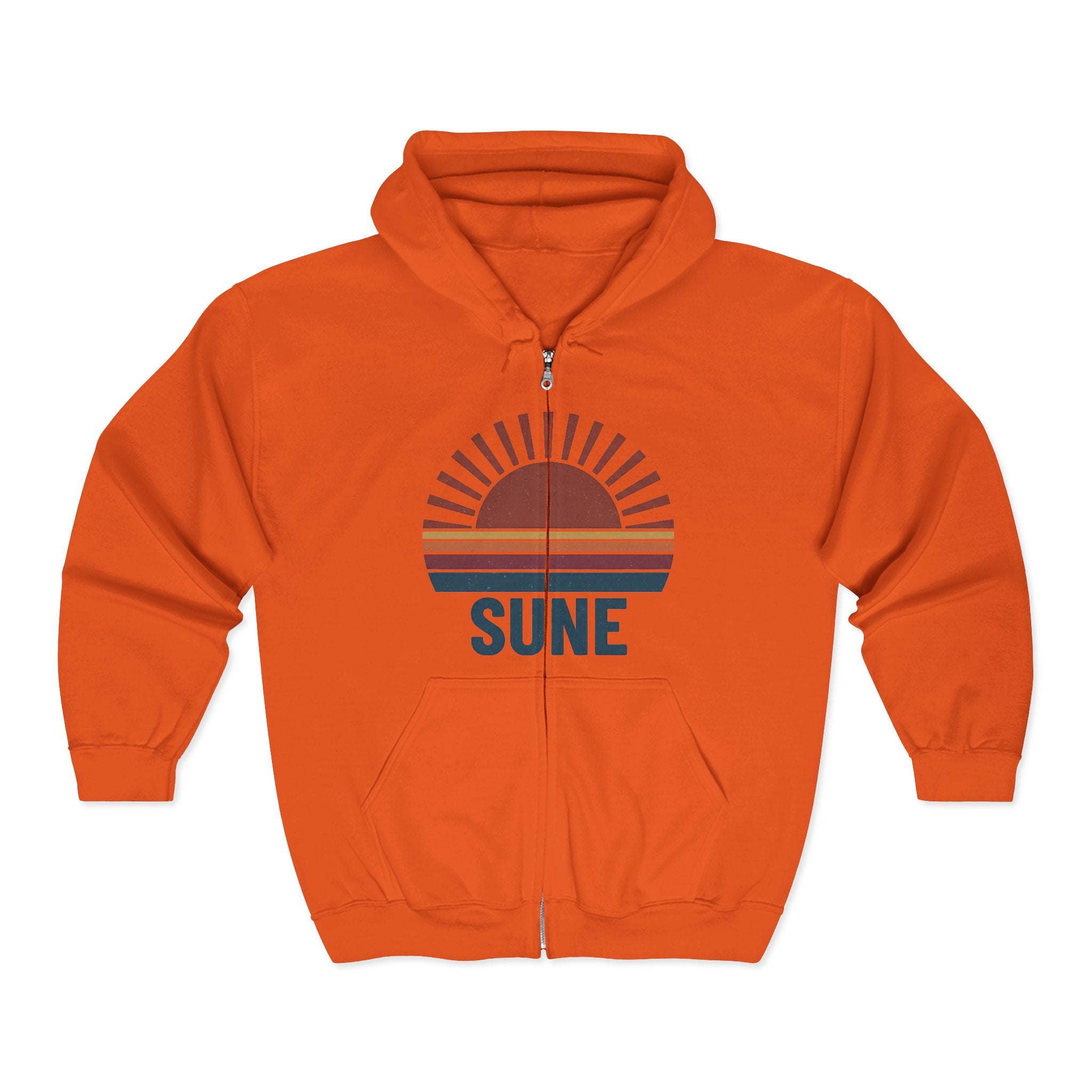 Zip Hoodie — Retro Sunrise Full-Zip Jacket