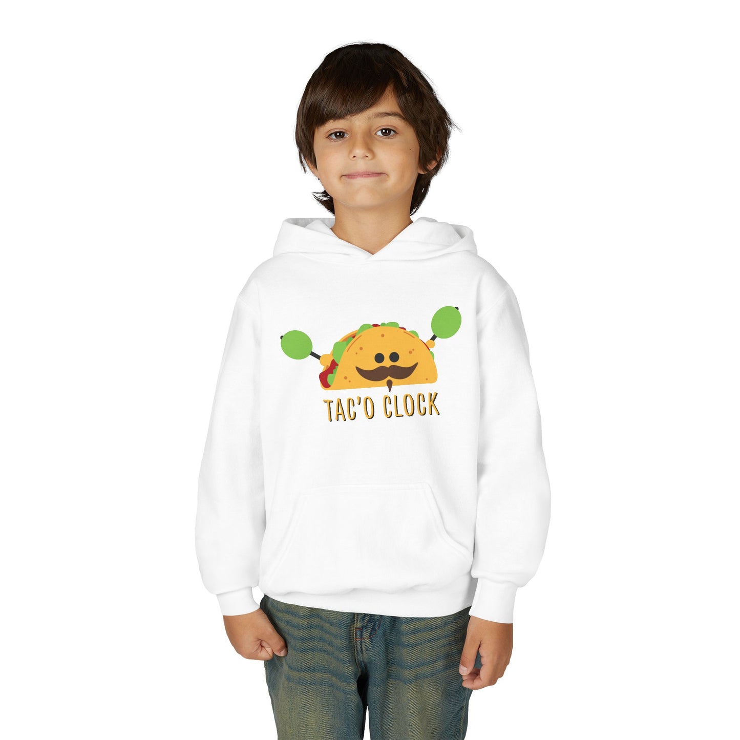 Youth Hoodie — Cute Taco "Taco O' Clock" Graphic