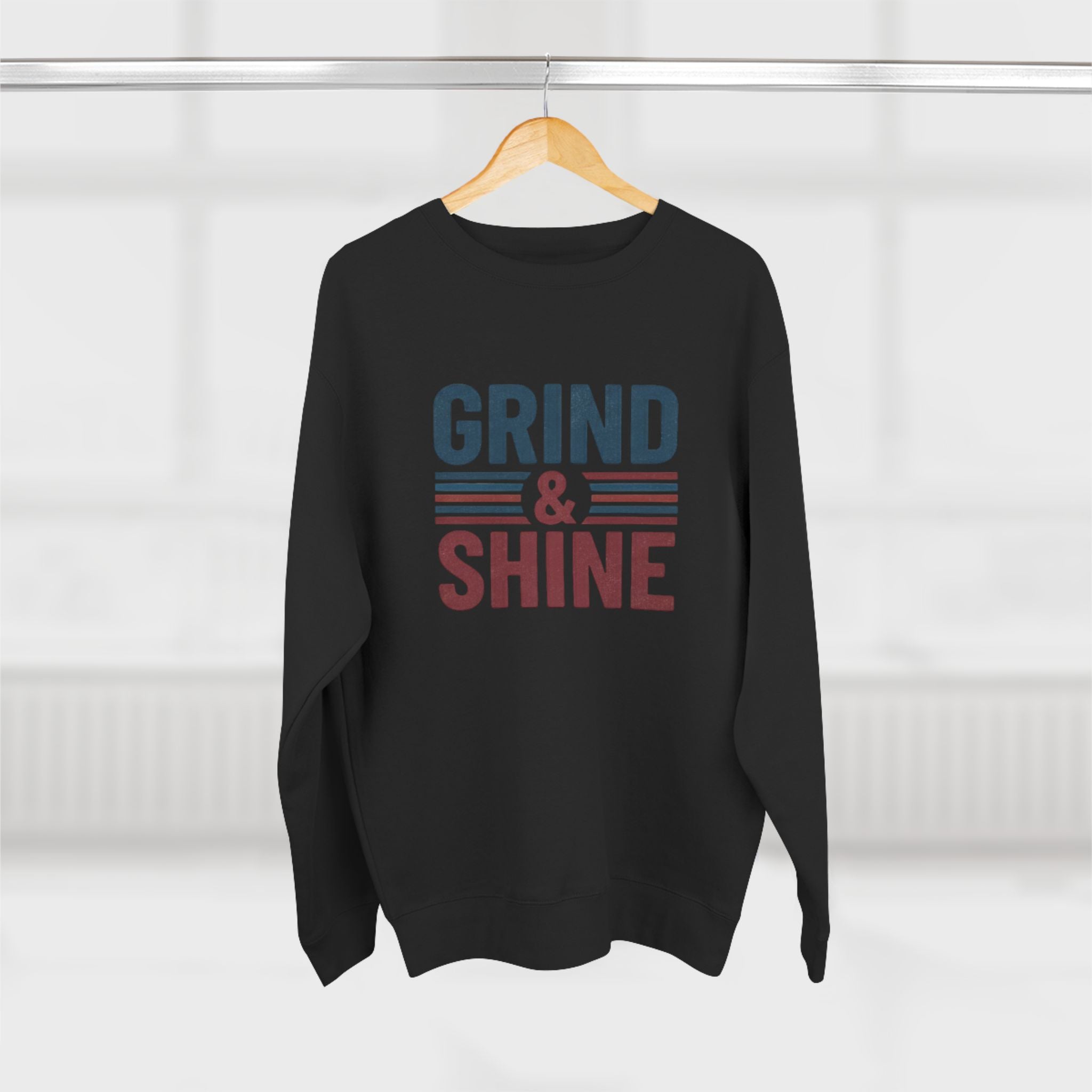 Grind and Shine Motivational Crewneck Sweatshirt — Gym Quote
