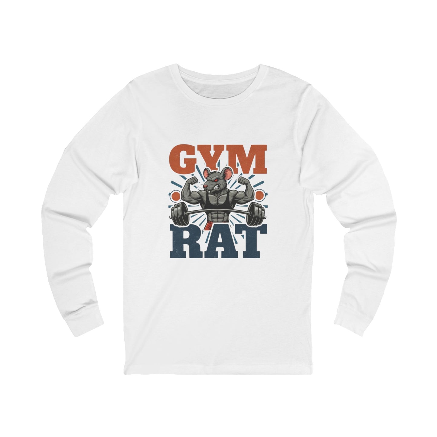 Gym Rat Long Sleeve Tee — Weightlifting Rat Graphic Shirt
