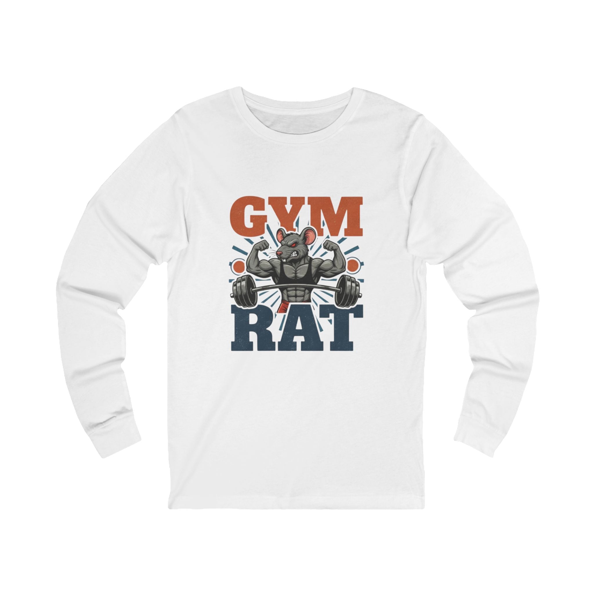 Gym Rat Long Sleeve Tee — Weightlifting Rat Graphic Shirt