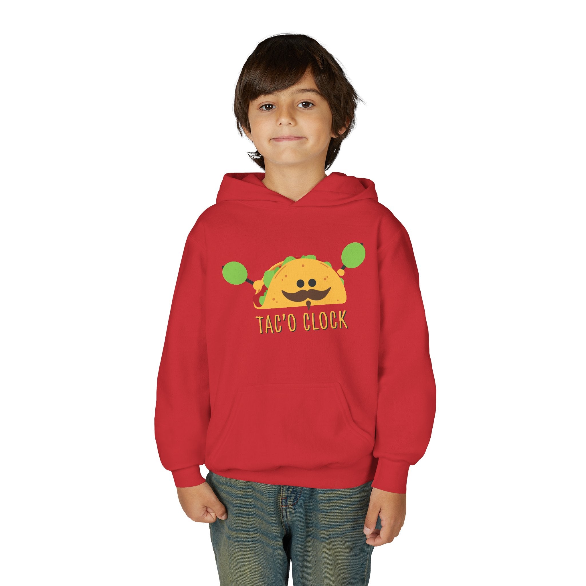Youth Hoodie — Cute Taco "Taco O' Clock" Graphic