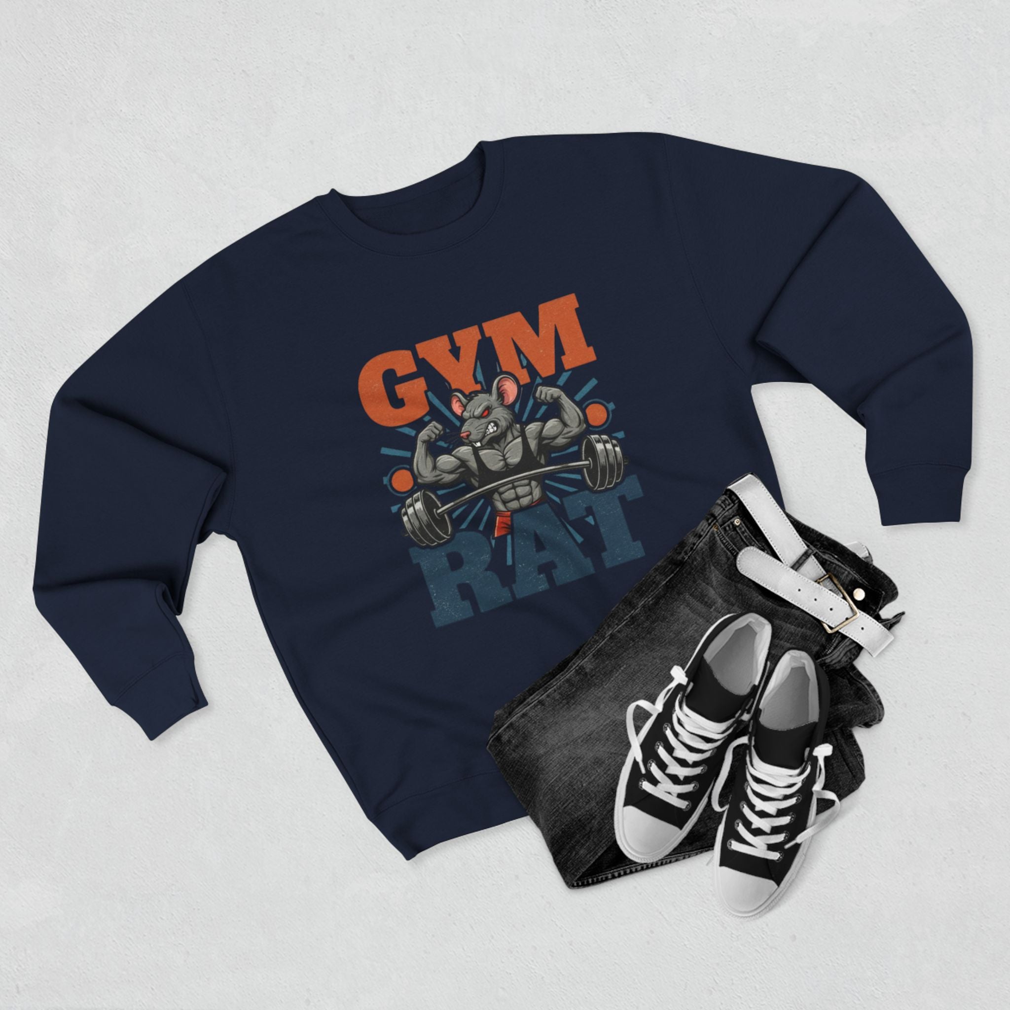 Gym Rat Sweatshirt – Funny Weightlifting Crewneck for Fitness Enthusiasts
