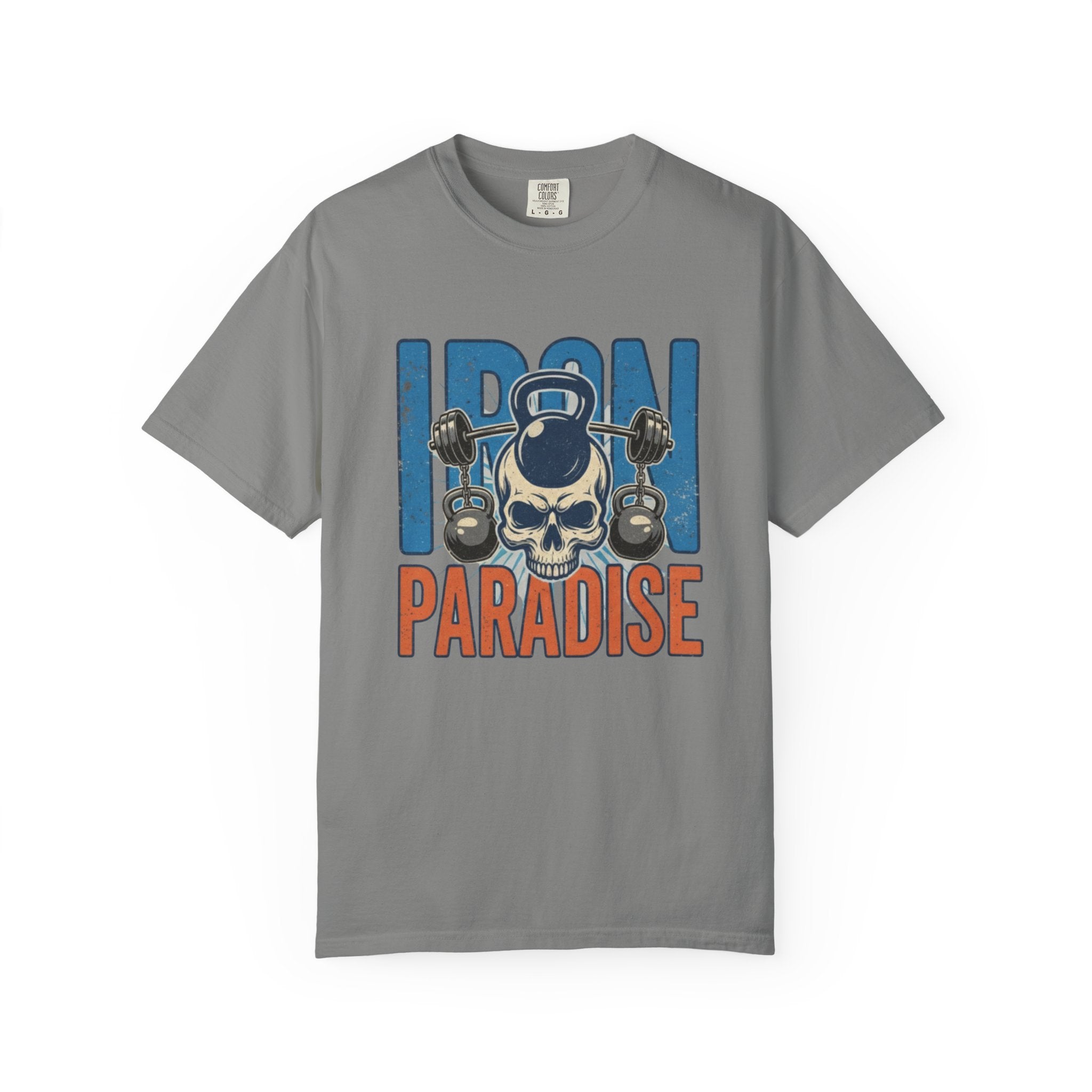 Iron Paradise Gym T-Shirt — Skull Kettlebell Weightlifting Tee