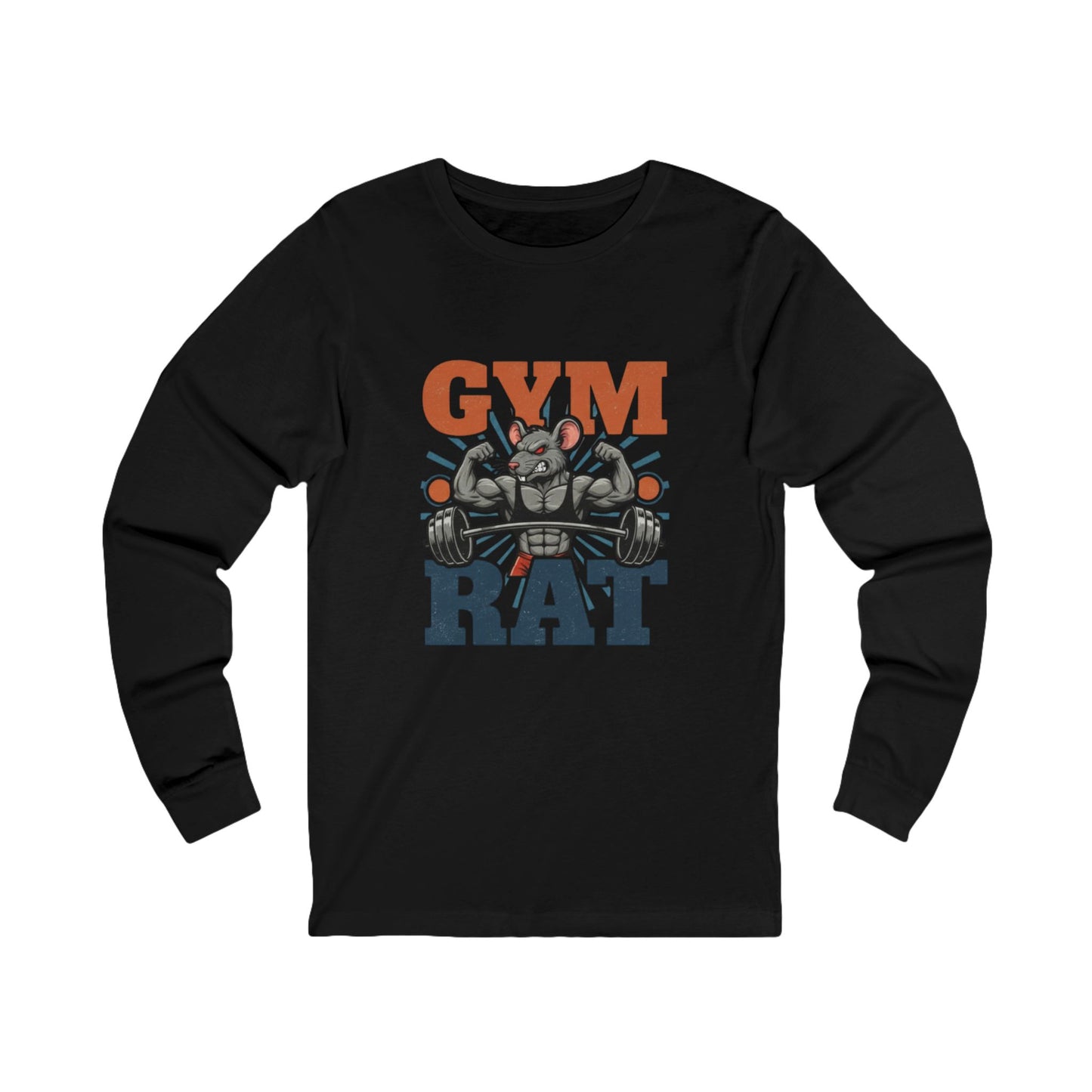 Gym Rat Long Sleeve Tee — Weightlifting Rat Graphic Shirt