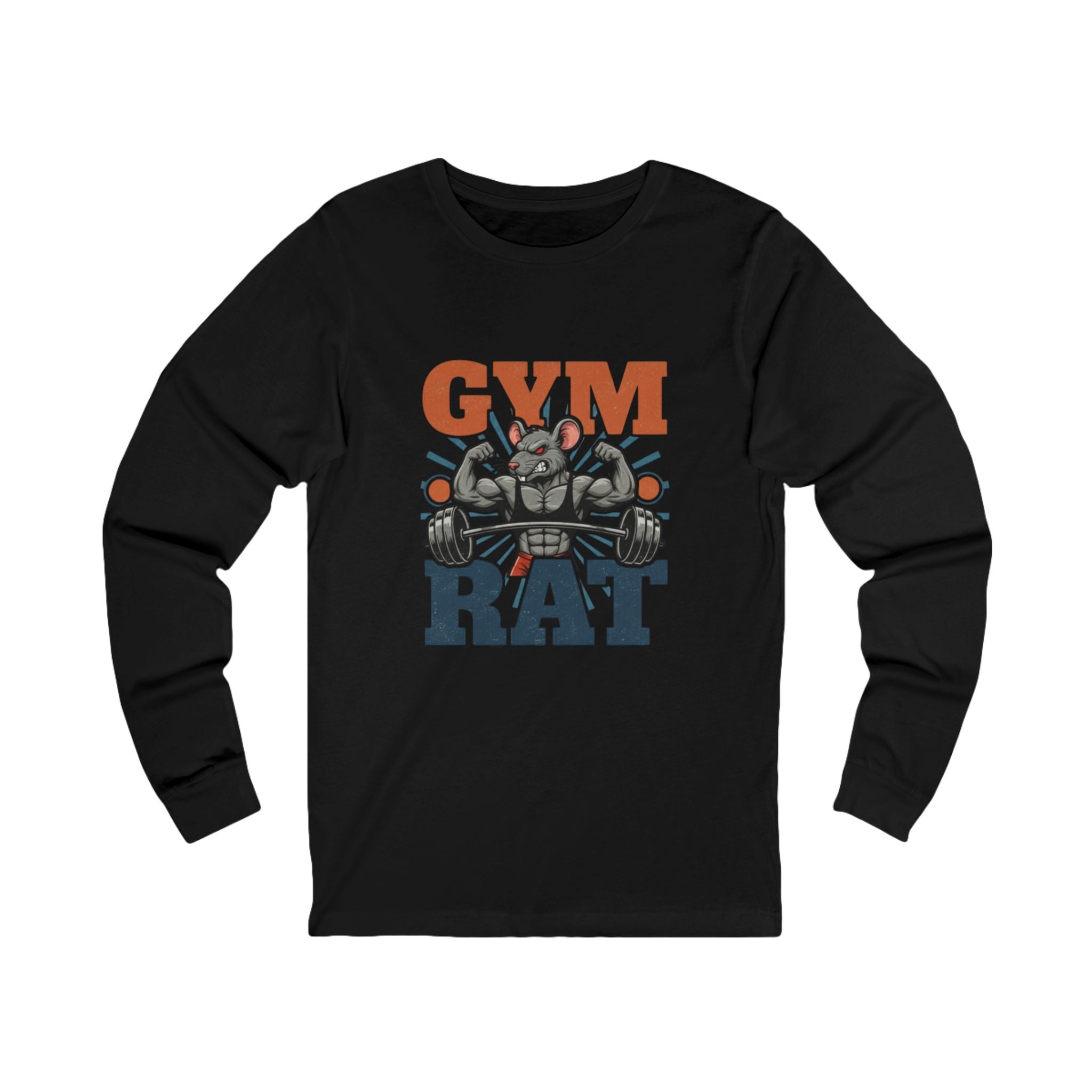 Gym Rat Long Sleeve Tee — Weightlifting Rat Graphic Shirt
