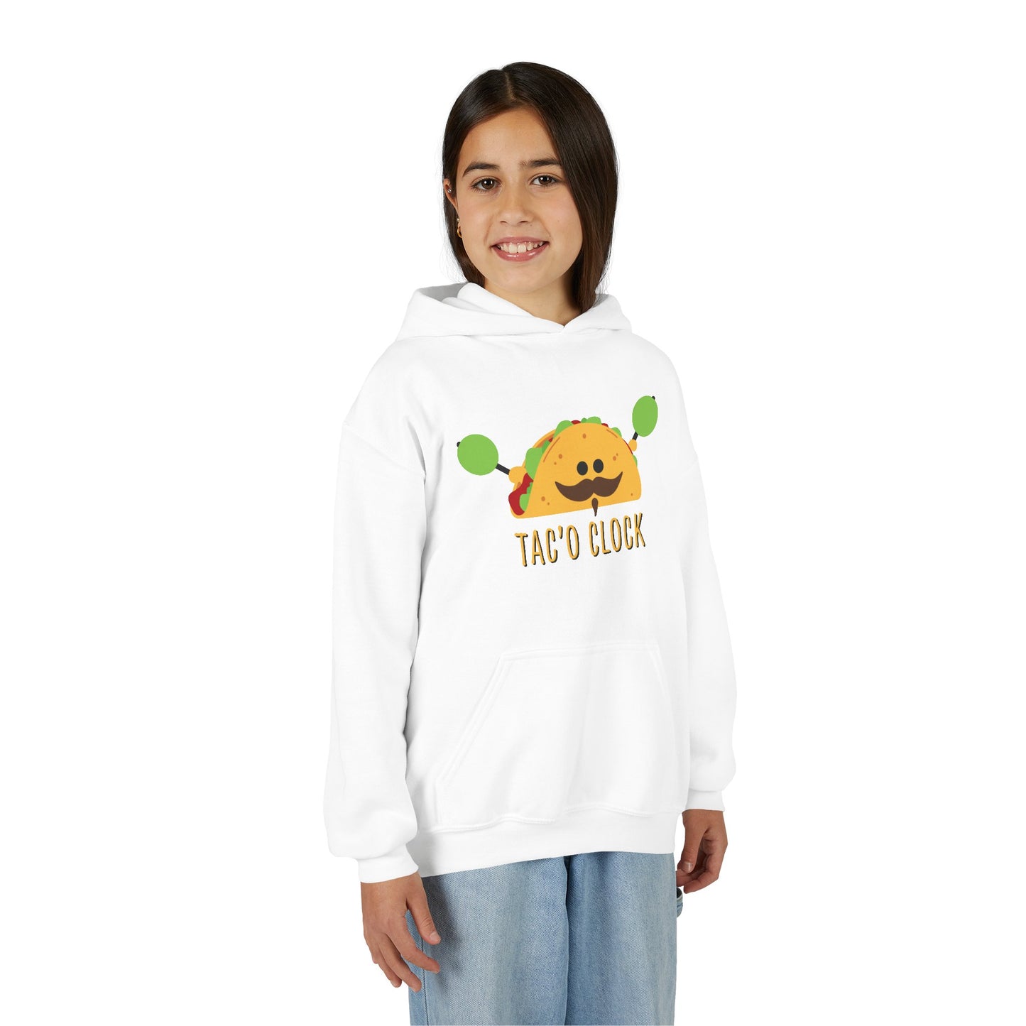Youth Hoodie — Cute Taco "Taco O' Clock" Graphic