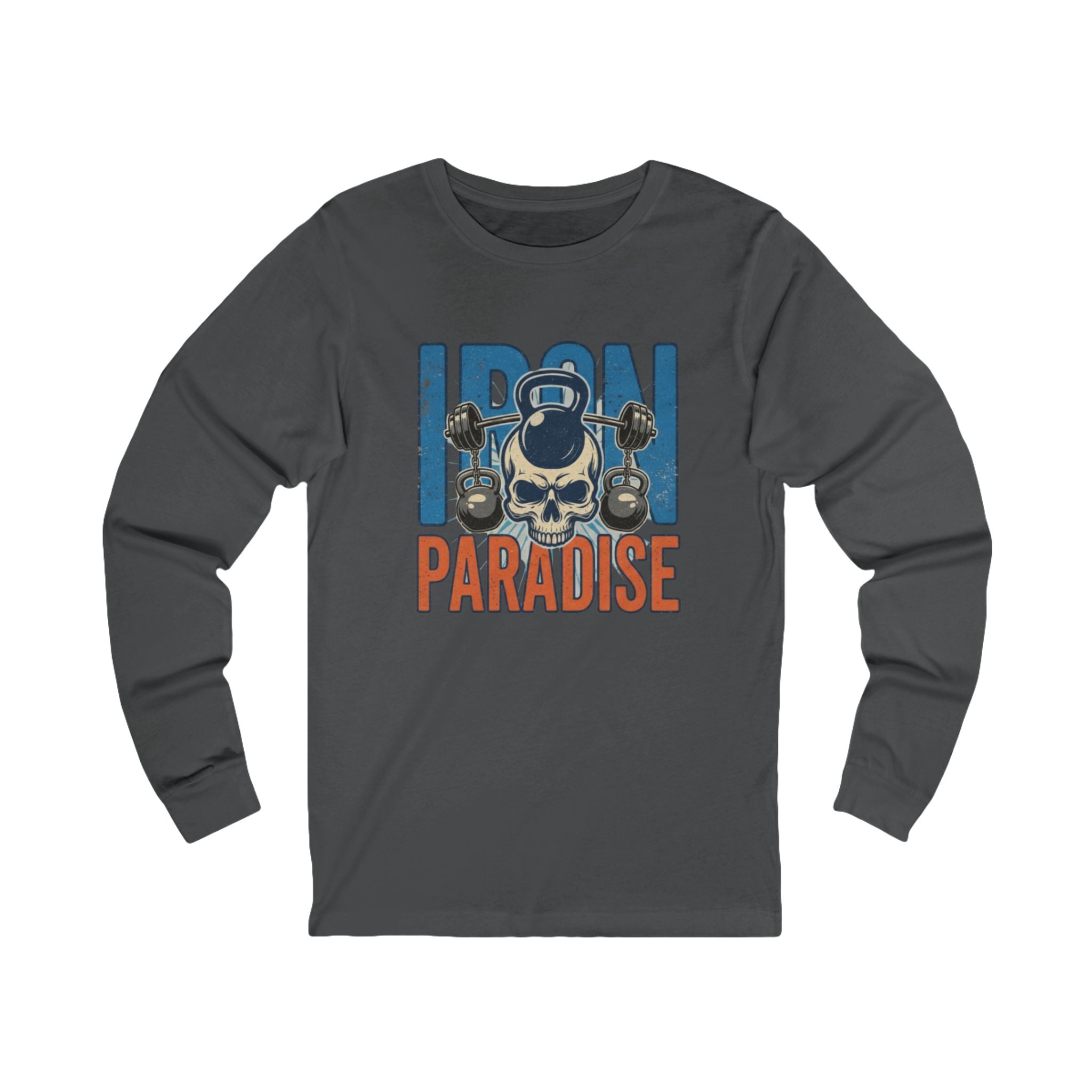 Iron Paradise Long Sleeve Tee — Skull Kettlebell Gym Shirt