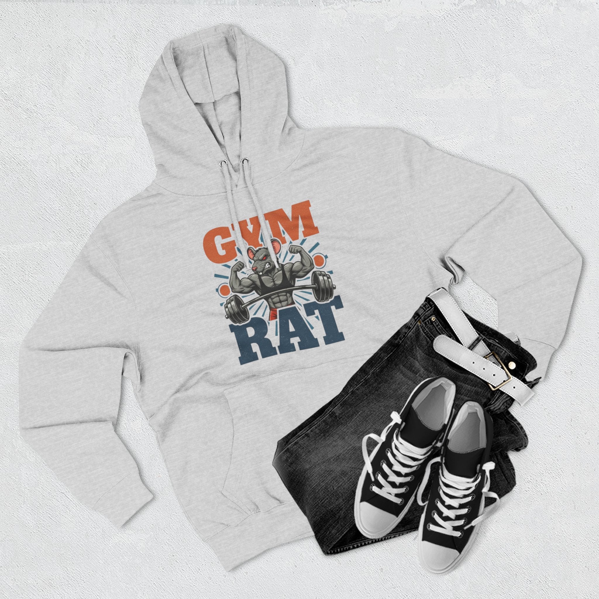 Gym Rat Hoodie — Vintage Barbell Fitness Pullover