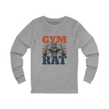 Gym Rat Long Sleeve Tee — Weightlifting Rat Graphic Shirt