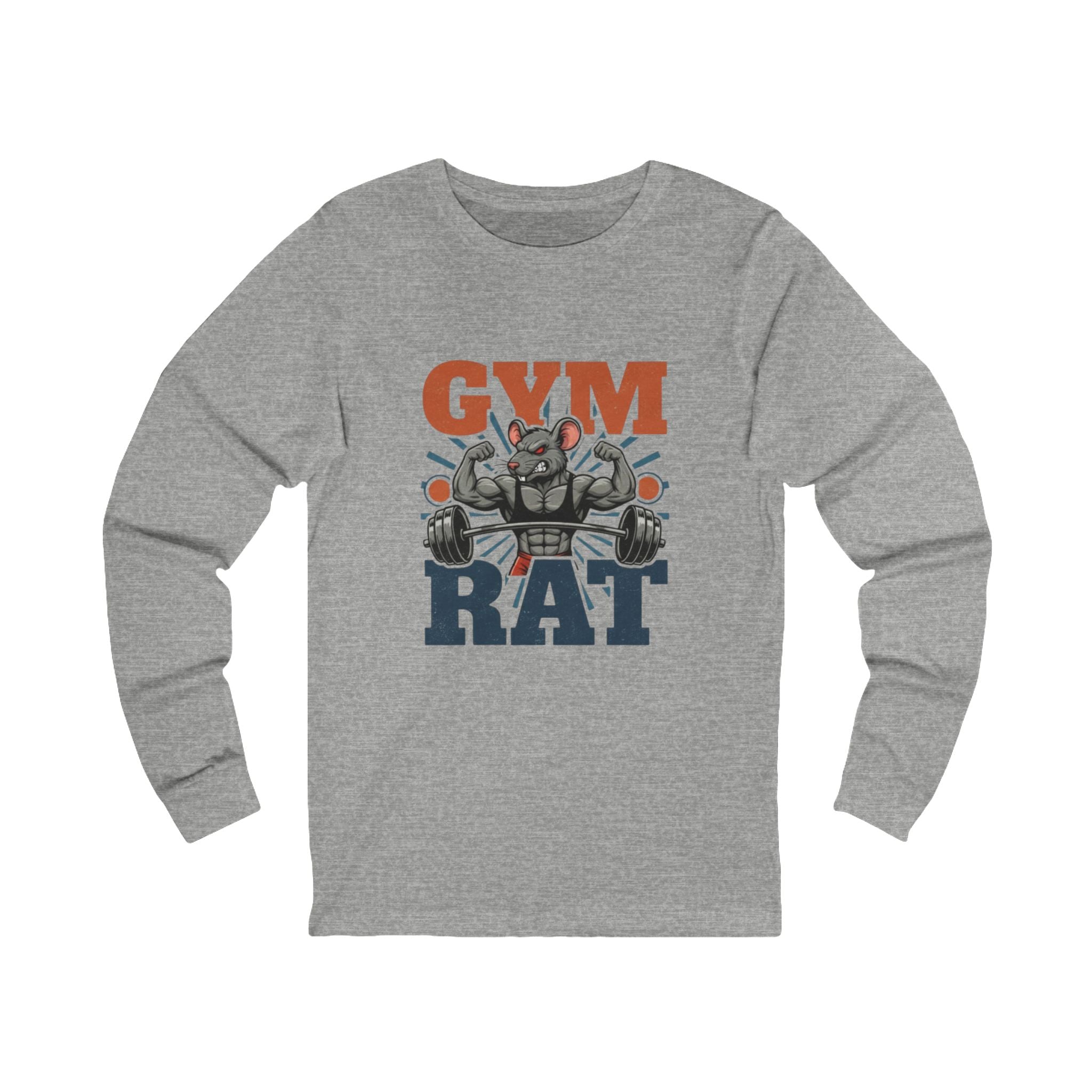 Gym Rat Long Sleeve Tee — Weightlifting Rat Graphic Shirt