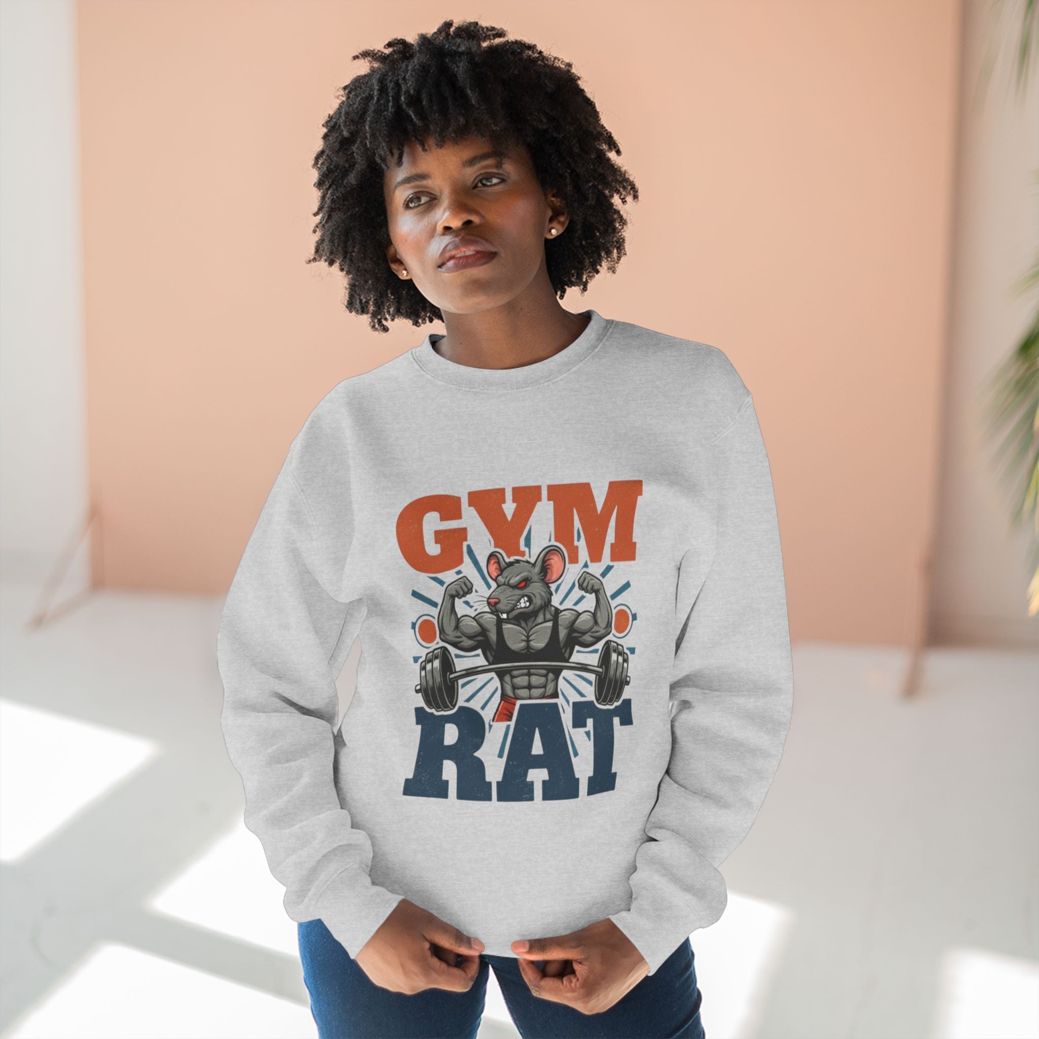 Gym Rat Sweatshirt – Funny Weightlifting Crewneck for Fitness Enthusiasts