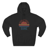 Retro Sunrise 'SUNE' Graphic Hoodie — Vintage Striped Sun Pullover
