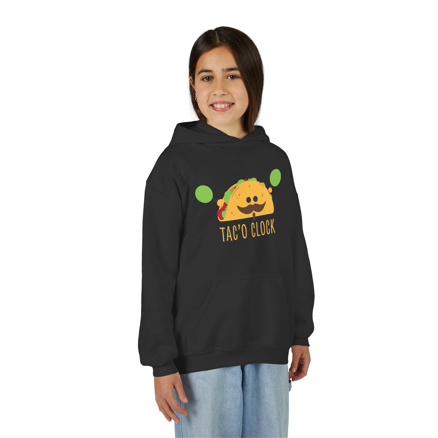 Youth Hoodie — Cute Taco "Taco O' Clock" Graphic