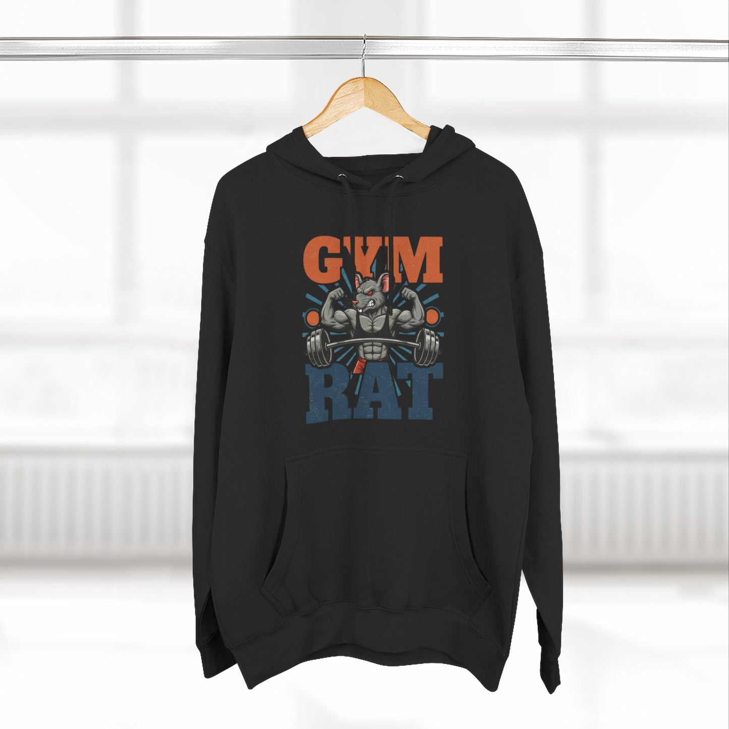 Gym Rat Hoodie — Vintage Barbell Fitness Pullover