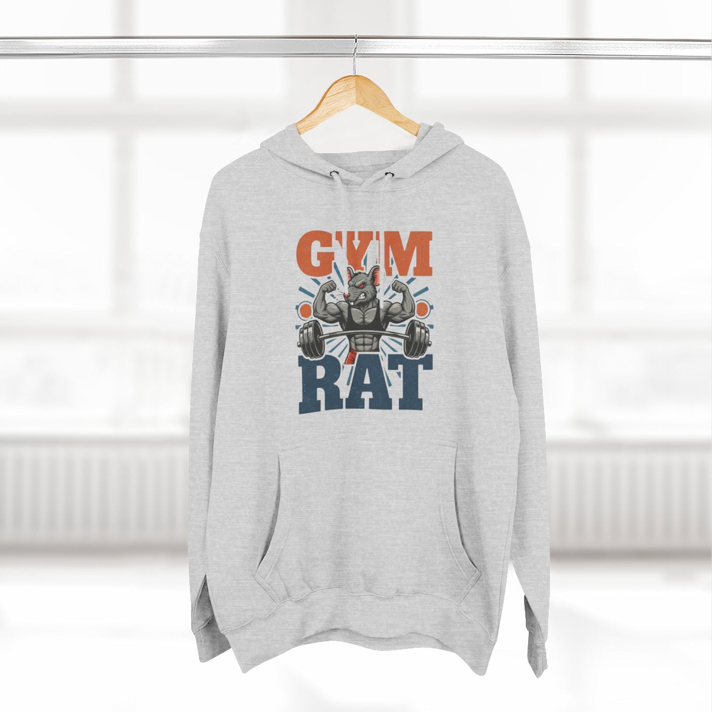 Gym Rat Hoodie — Vintage Barbell Fitness Pullover