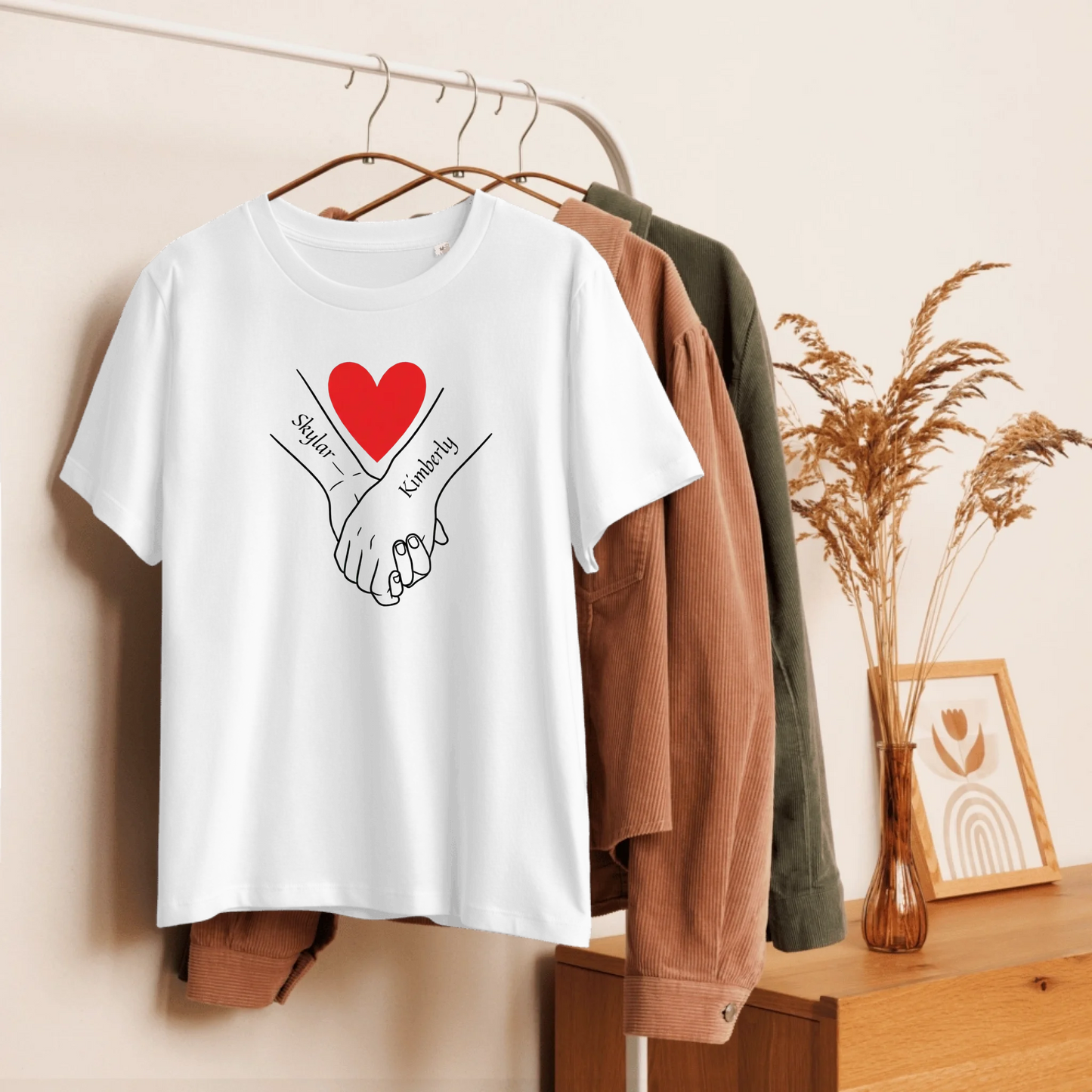 Valentine Day women's organic ribbed Neck T-shirt - Inktle