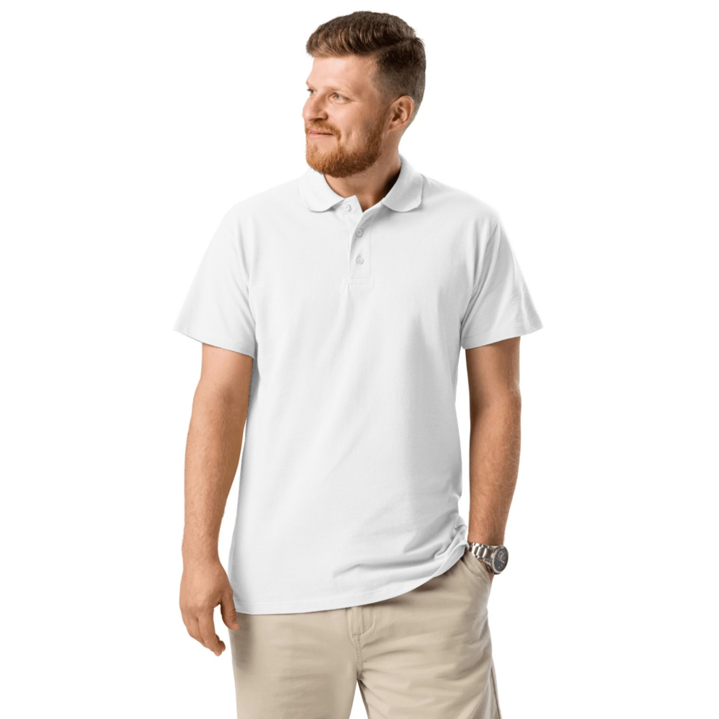Men's Premium Pique White Polo Shirt Printful