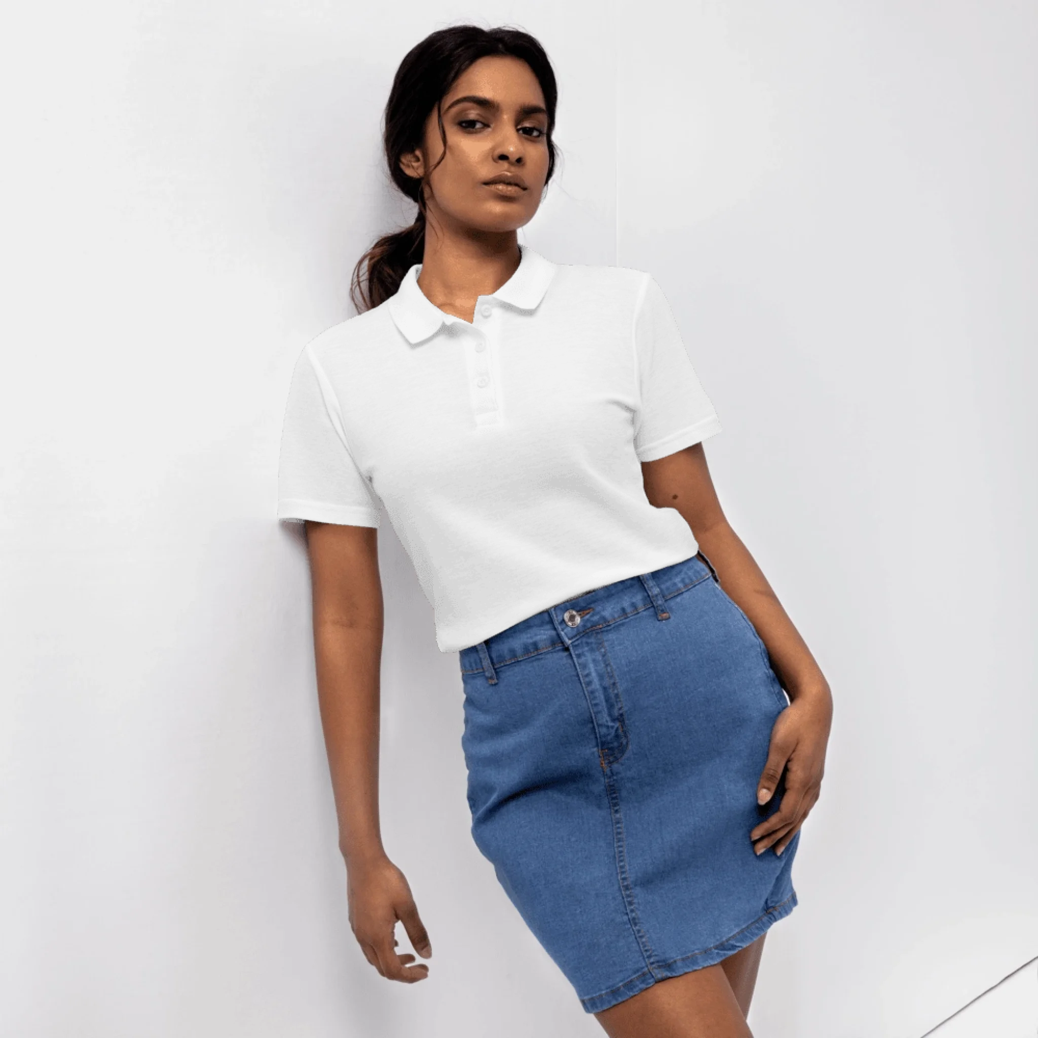 Women's Pique Polo White Shirt Printful