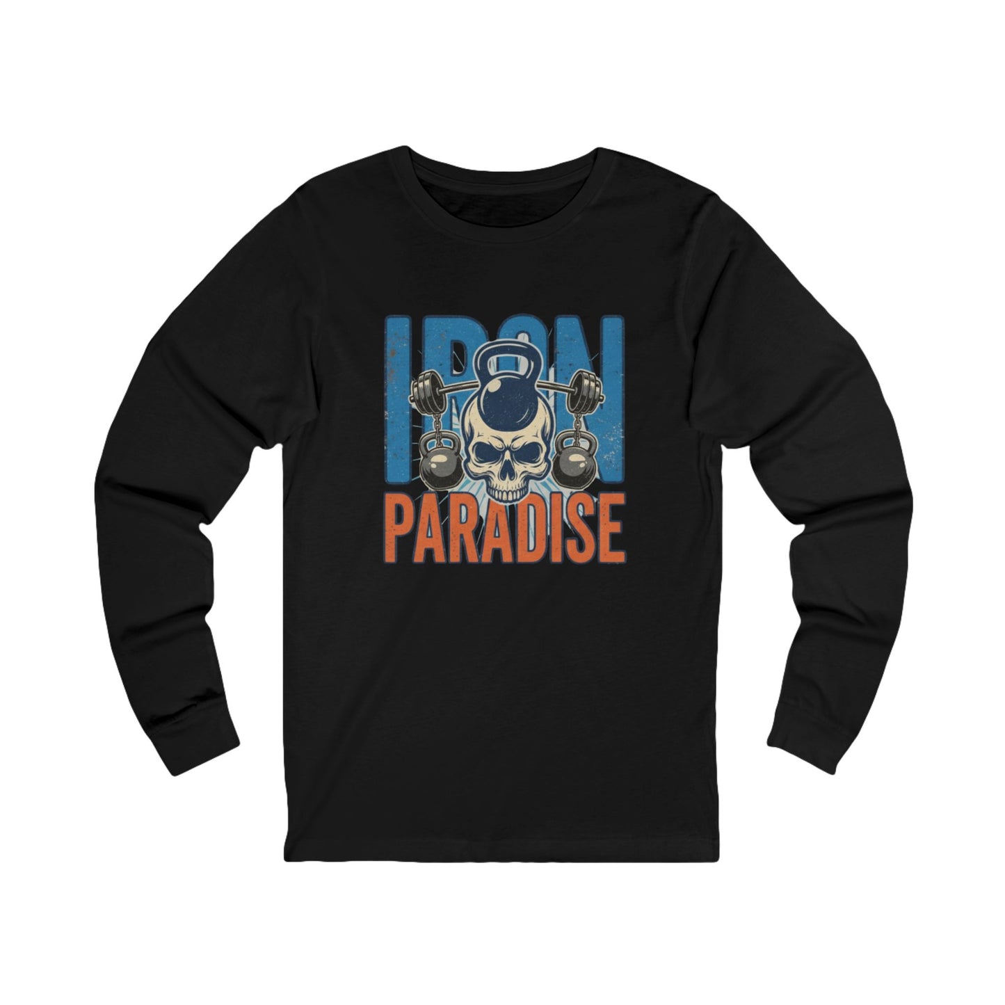 Iron Paradise Long Sleeve Tee — Skull Kettlebell Gym Shirt