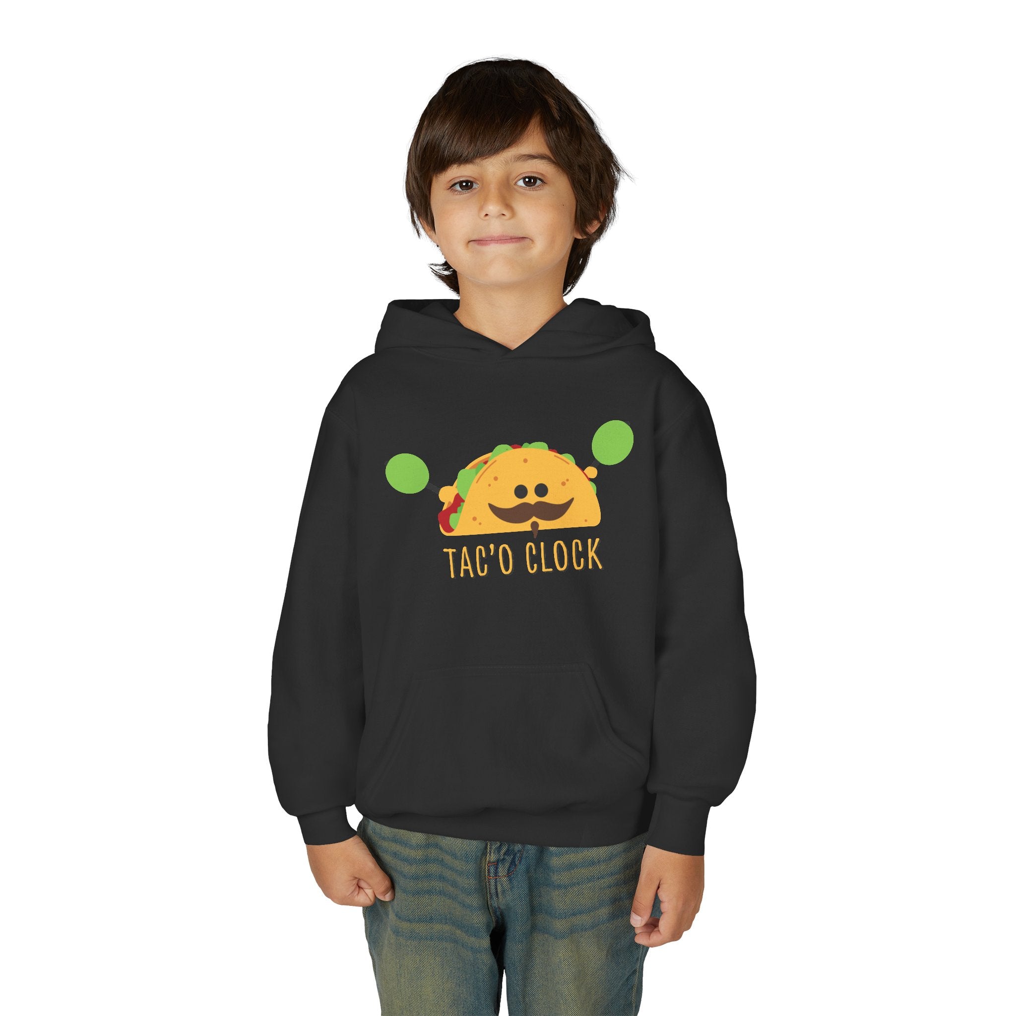 Youth Hoodie — Cute Taco "Taco O' Clock" Graphic