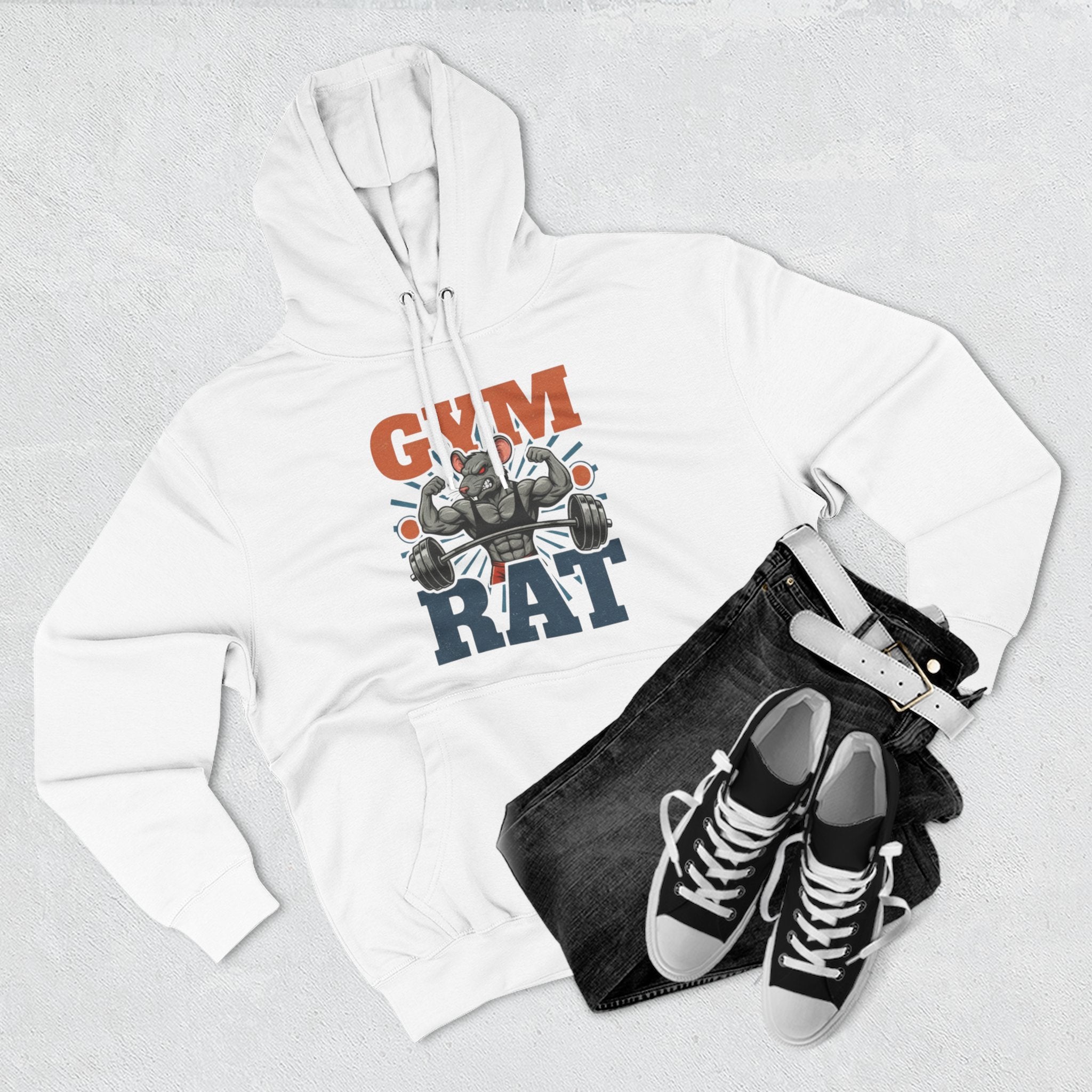 Gym Rat Hoodie — Vintage Barbell Fitness Pullover