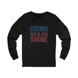 Grind & Shine Long Sleeve Tee — Motivational Retro Graphic Shirt