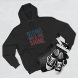 Grind & Shine Hoodie — Motivational Retro Striped Graphic Hoodie