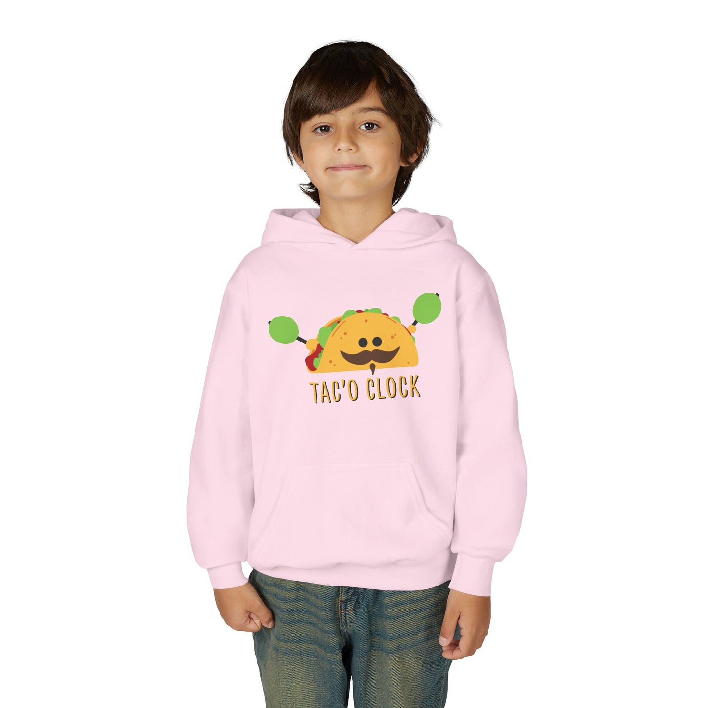 Youth Hoodie — Cute Taco "Taco O' Clock" Graphic