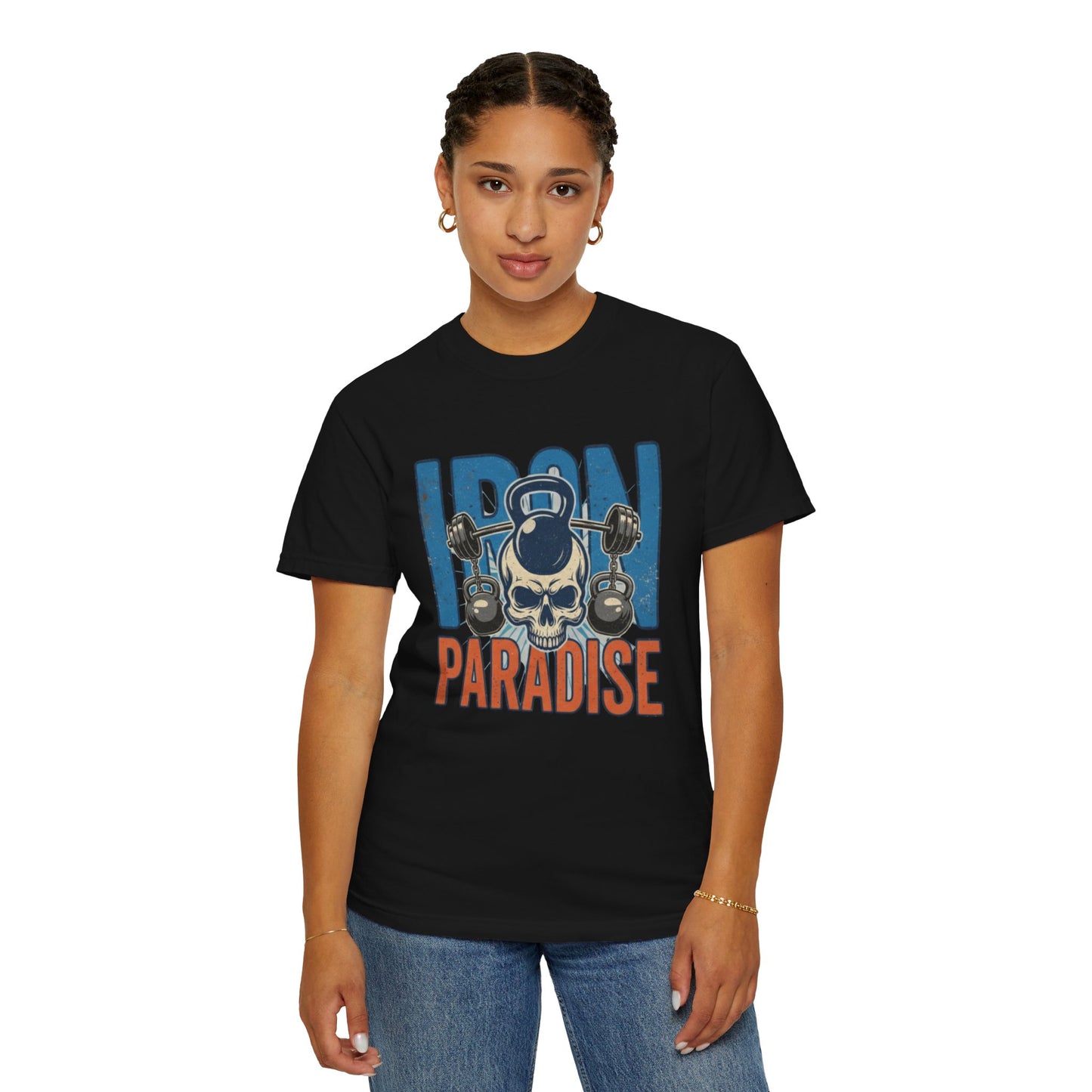 Iron Paradise Gym T-Shirt — Skull Kettlebell Weightlifting Tee