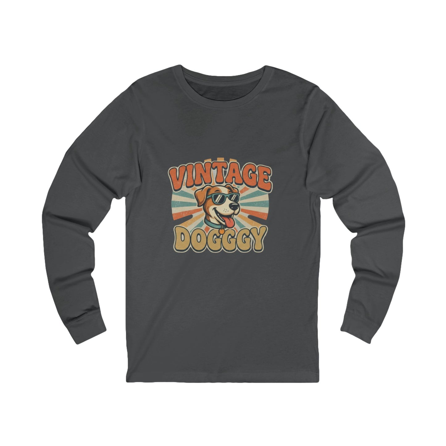 Vintage Doggy Long Sleeve Tee — Retro Dog Graphic Shirt