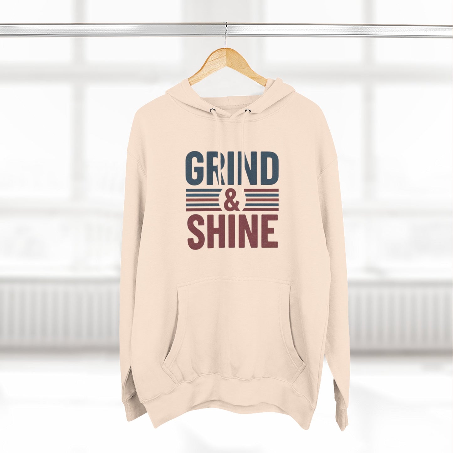Grind & Shine Hoodie — Motivational Vintage Stripe Pullover