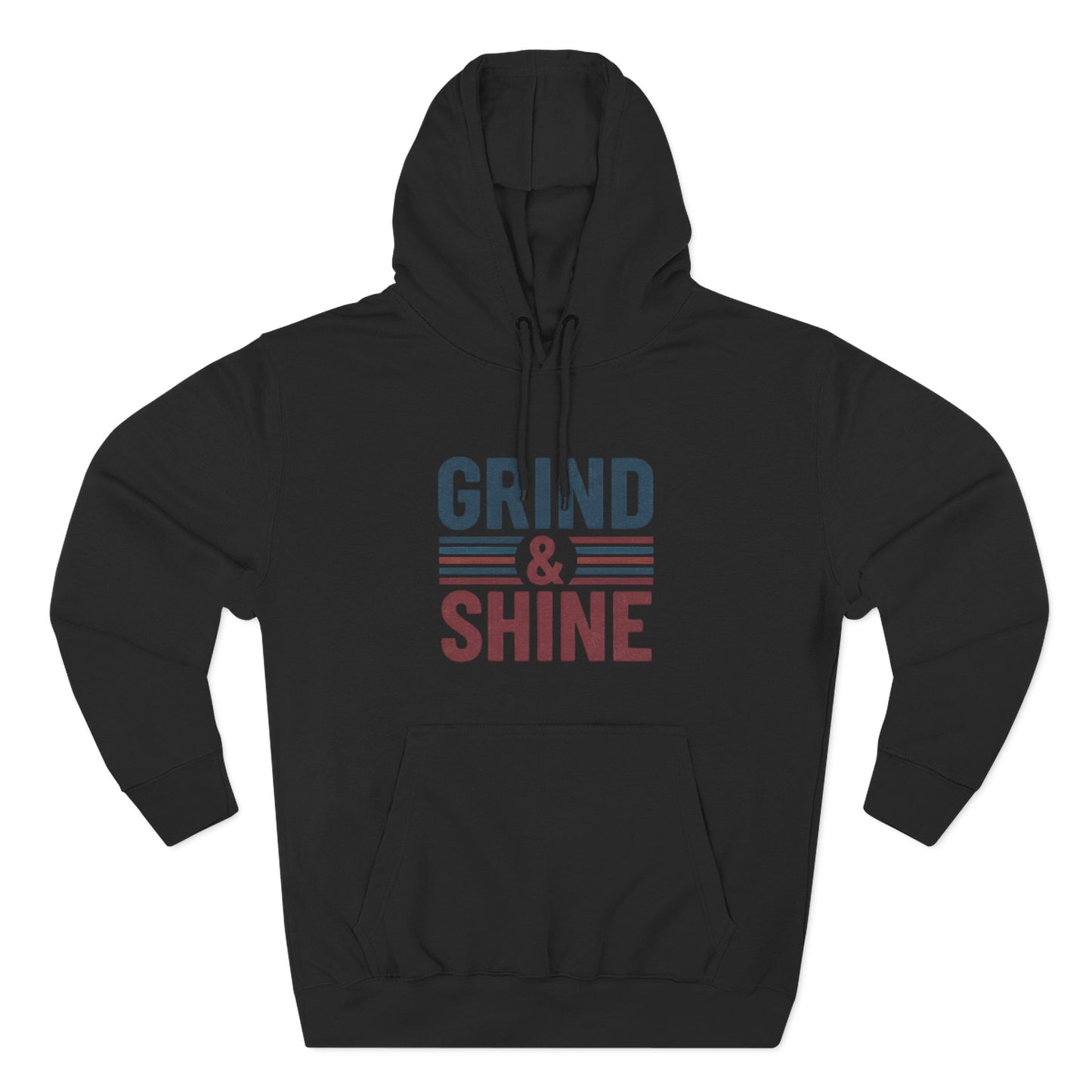 Grind & Shine Hoodie — Motivational Retro Striped Graphic Hoodie