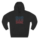 Grind & Shine Hoodie — Motivational Retro Striped Graphic Hoodie