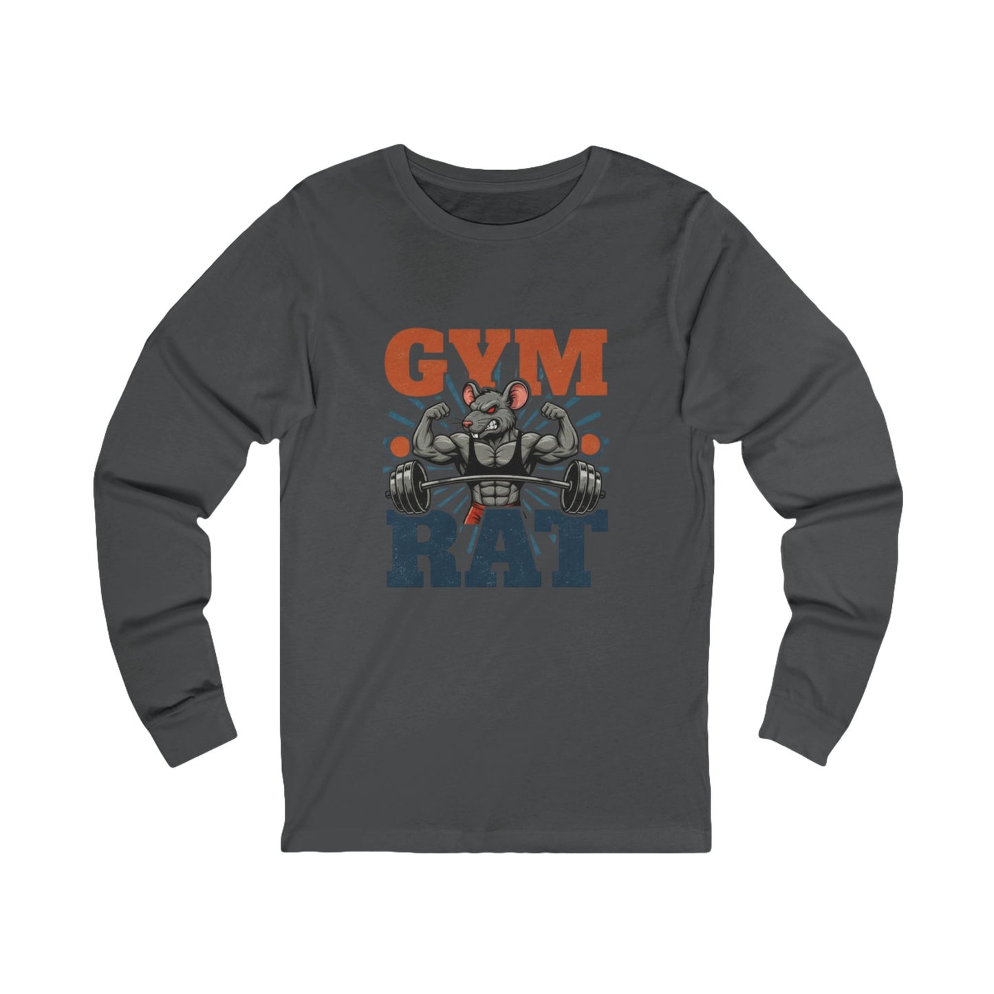 Gym Rat Long Sleeve Tee — Weightlifting Rat Graphic Shirt