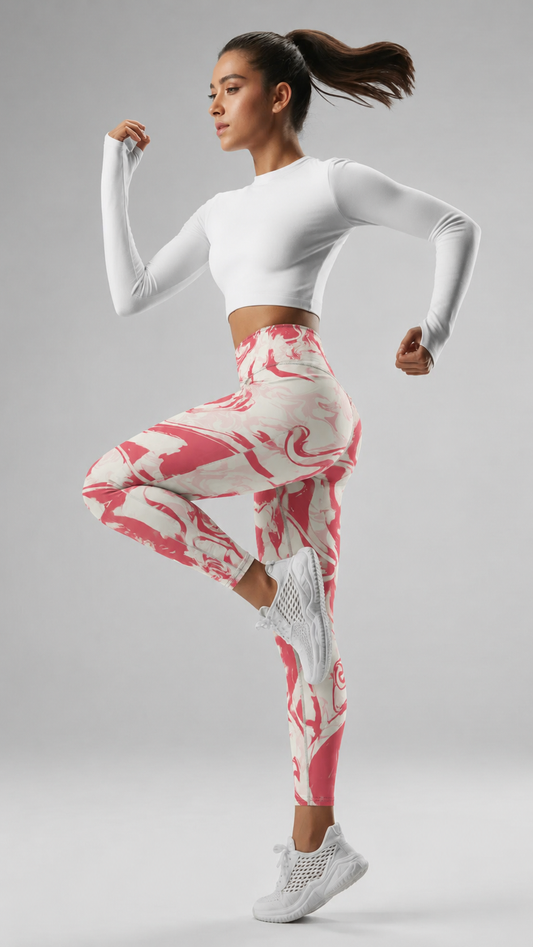 Pink Floral Yoga Leggings
